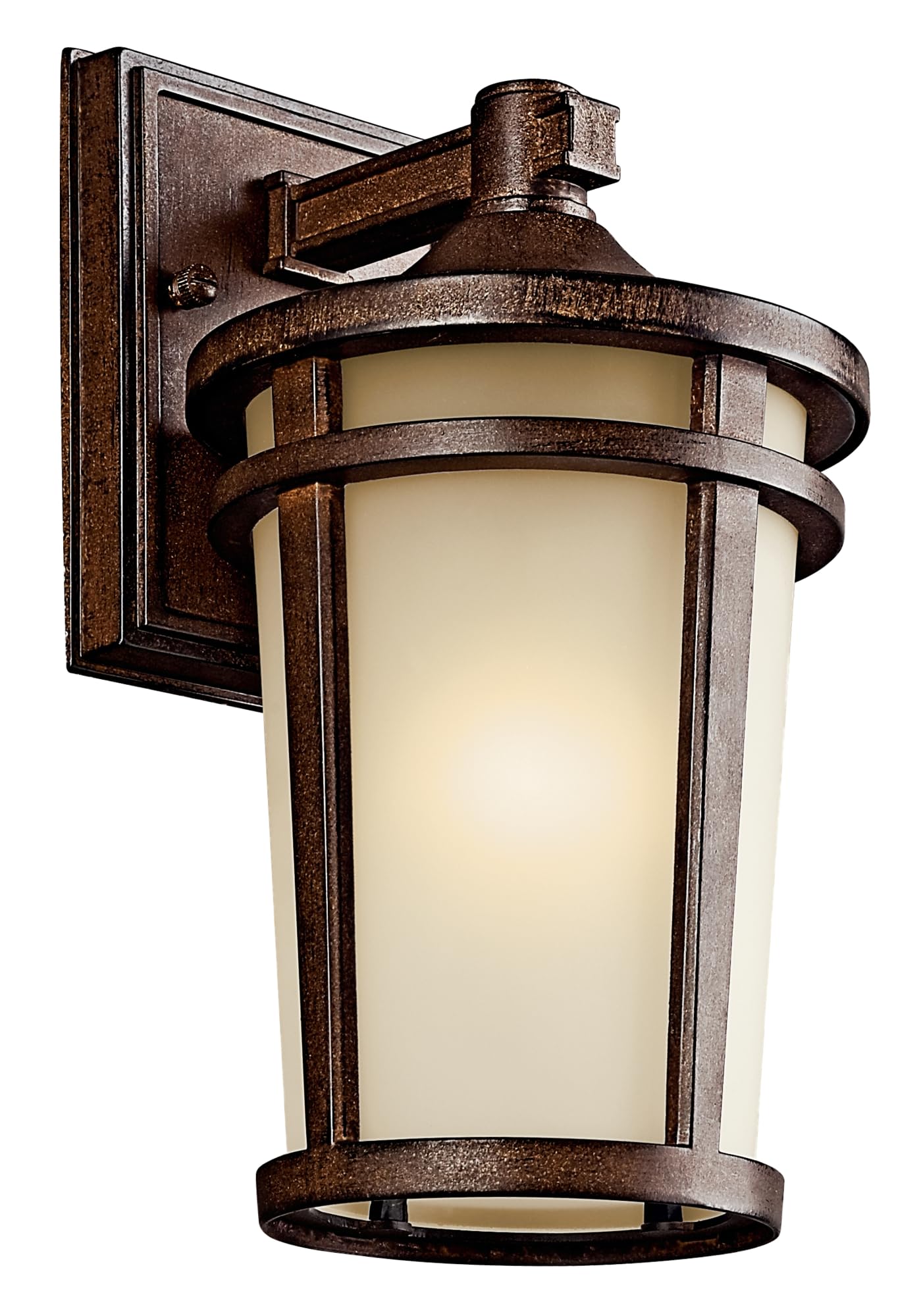Kichler Atwood 11'' Outdoor Wall Light With Light Umber Mist Glass And Brown Stone, 1-Light Exterior Wall Sconce, (11'' H X 6''