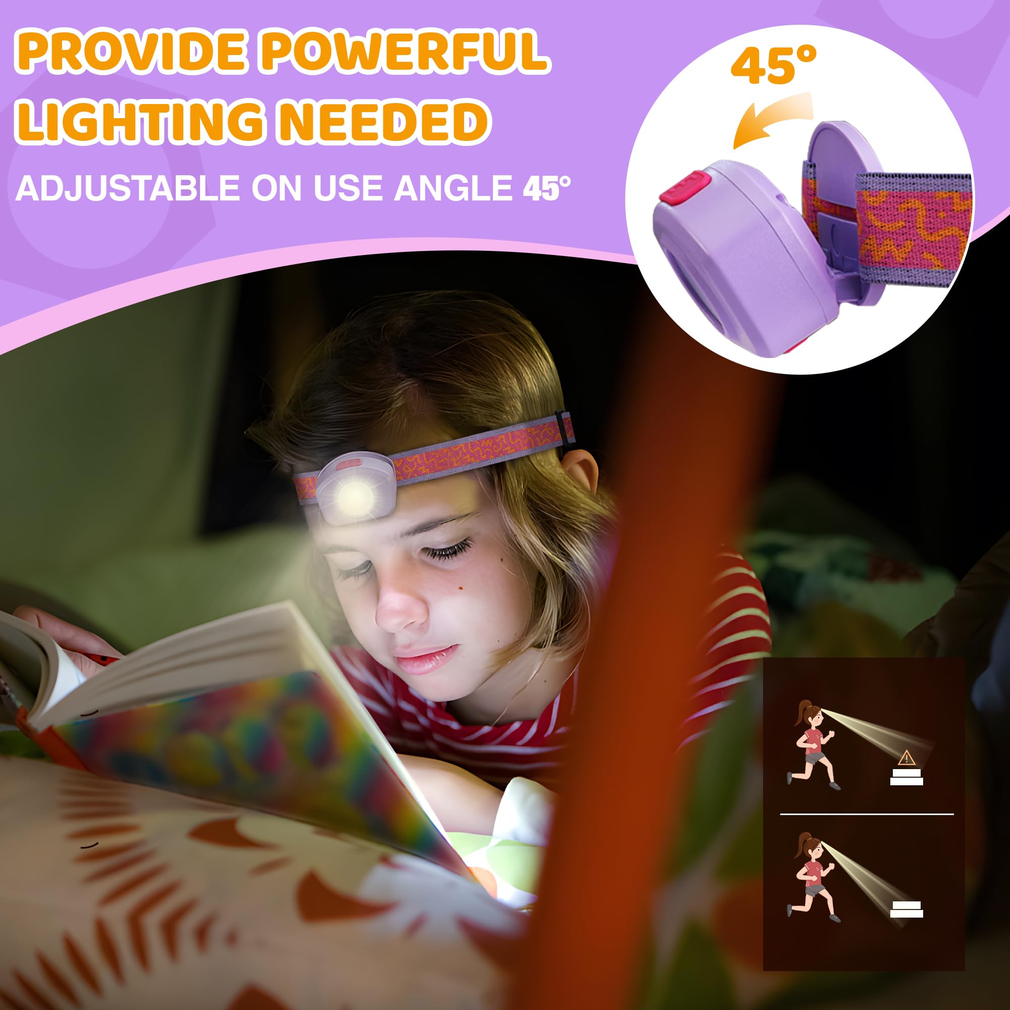 EverBrite LED Headlamp for Kids, Rechargeable with RGB Mode, Adjustable Headband, Multicolor, Model E021057, Sweety Color