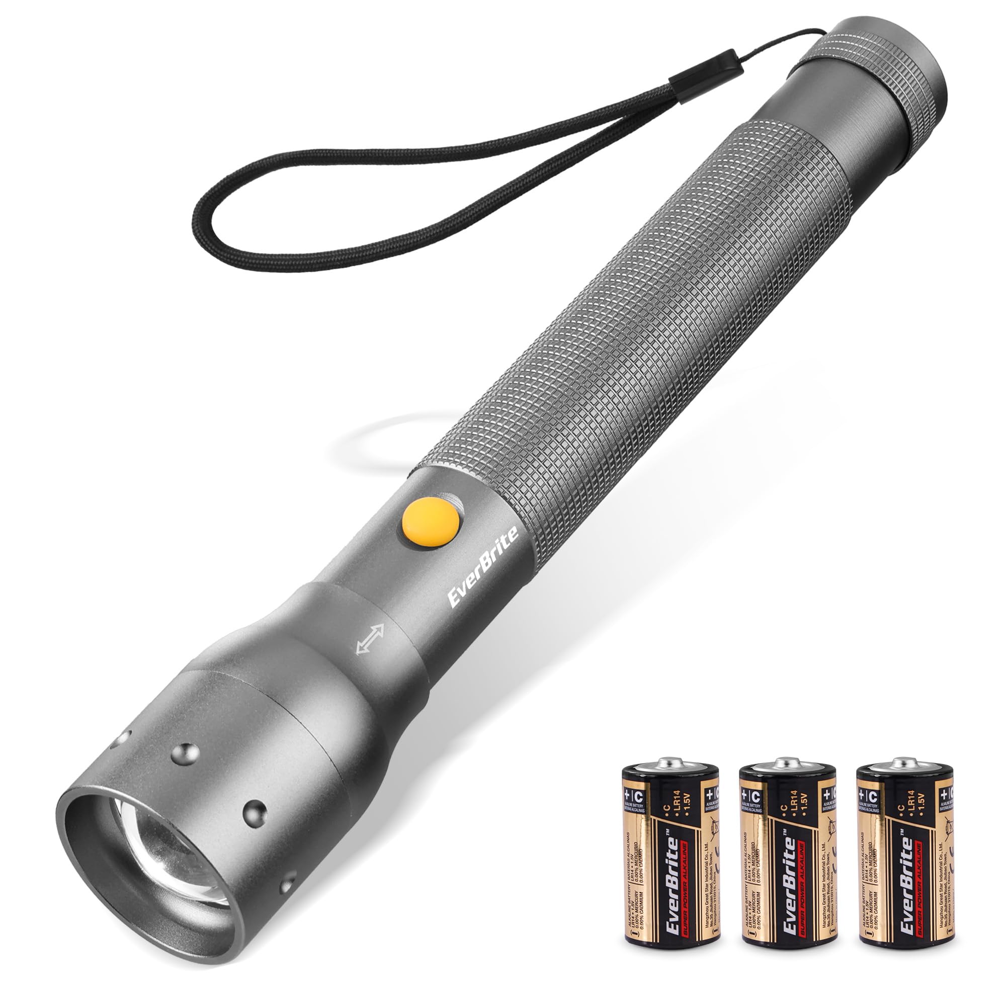 EverBrite Ultra Bright Tactical Flashlight, 900 Lumen Zoomable Adjustable Focus, 3 Light Modes, Heavy-Duty Aluminum Torch for Hu