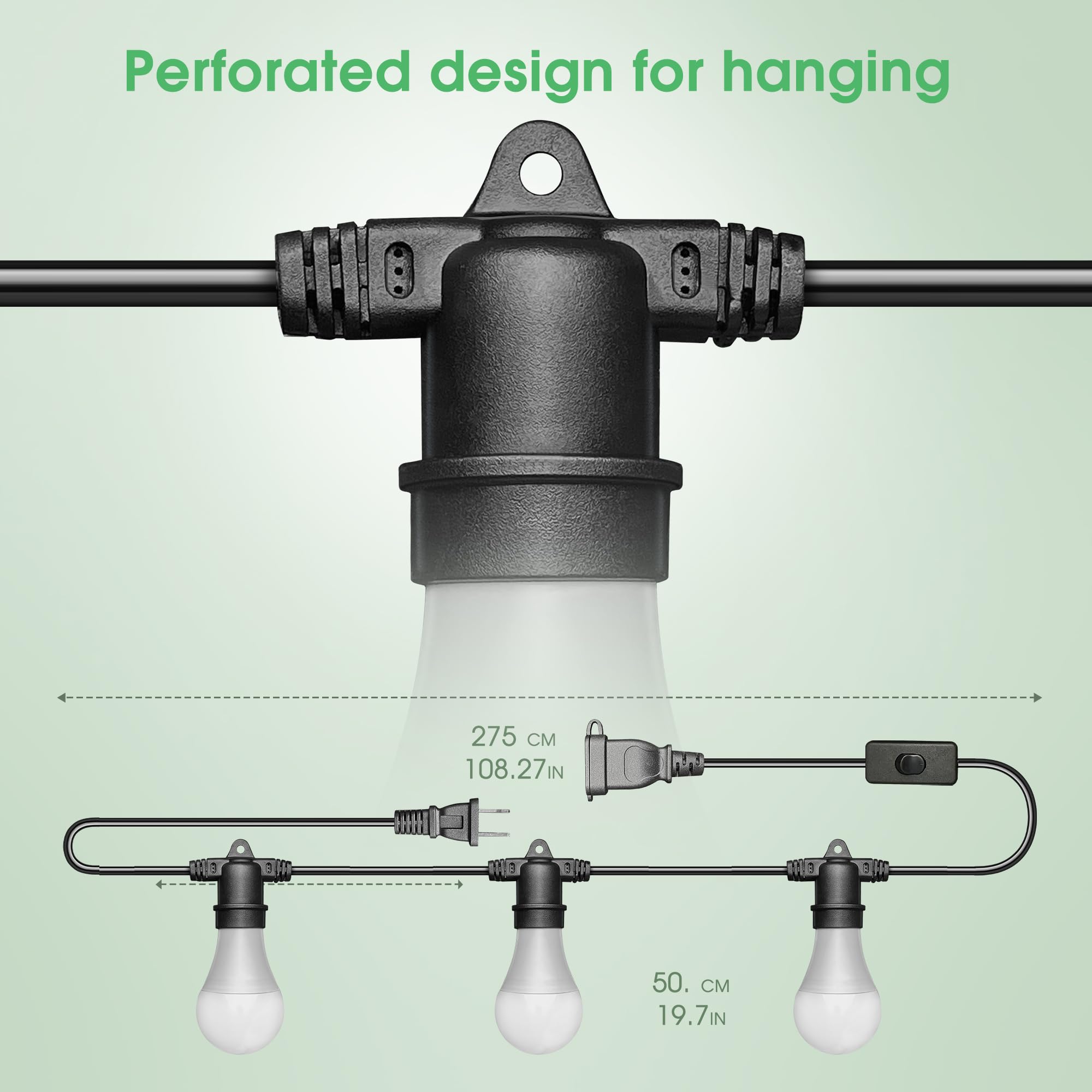 Briignite 5000K Hanging Grow Light - 3 LED Bulbs, E26 Base, Linkable, 8.86ft Cord, Daylight White, Indoor Plant Lighting, 300