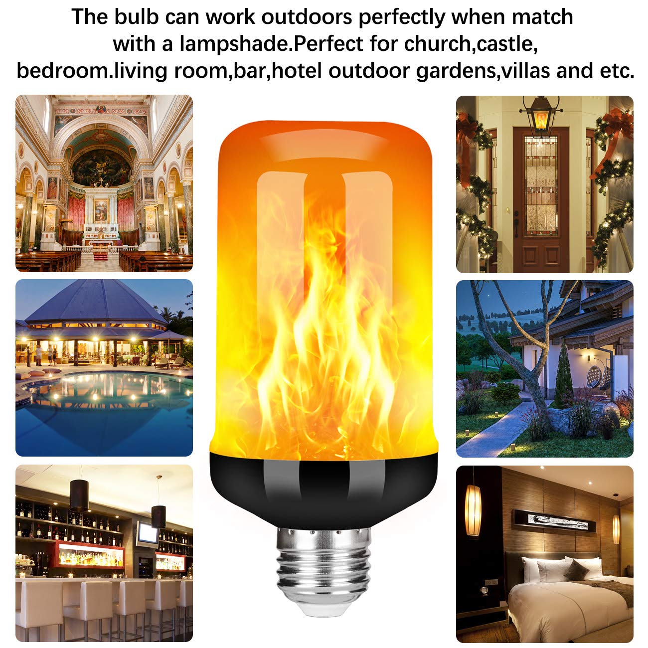Y- Stop Flame Light Bulbs, Led Fire Light Bulb With Flickering Flame Effect, 4 Modes Halloween Decor Lights, E26 Base Upside Dow