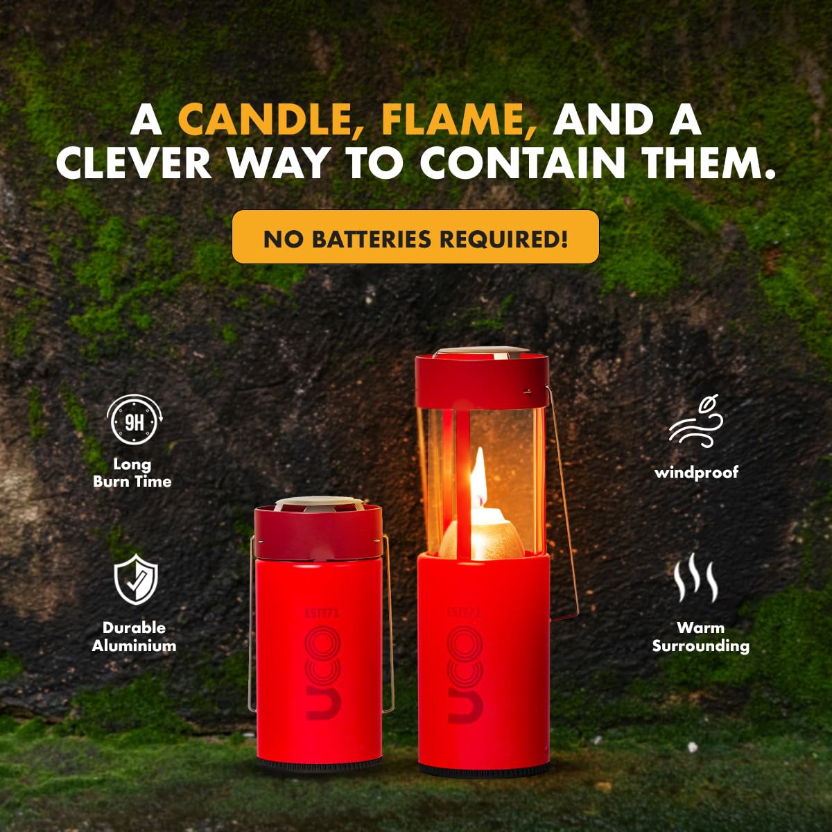 UCO Original Candle Lantern Value Pack, 3 Candles & Storage Bag, Aluminum, Volcano, L-C-VPUCO-VOLCANO, One Size