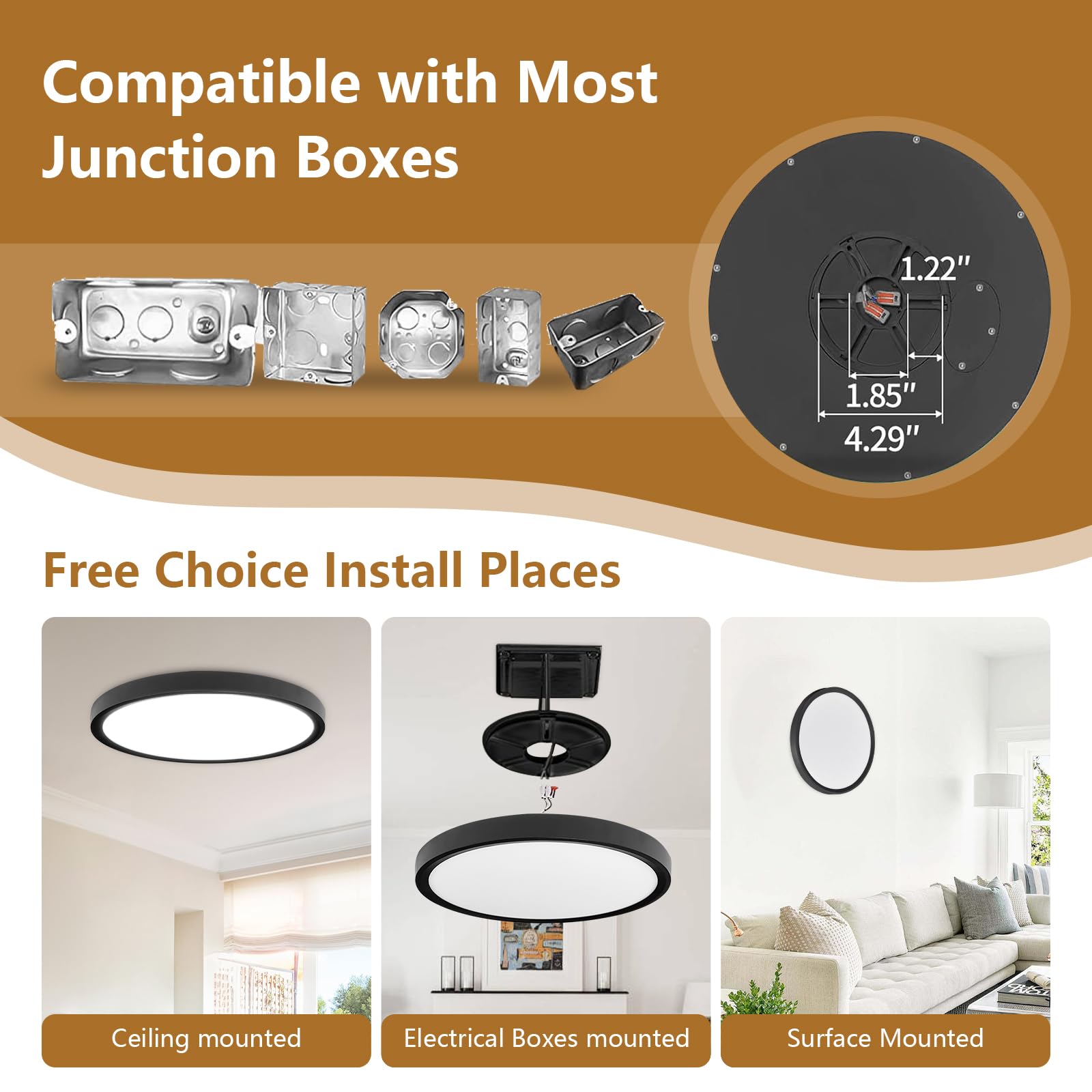12Pk 12 Inch Led Flush Mount Ceiling Light, 24W, 2520Lm, 3000K/4000K/6000K Cct Selectable, 0.9Inch Super Slim Black Led Ceiling