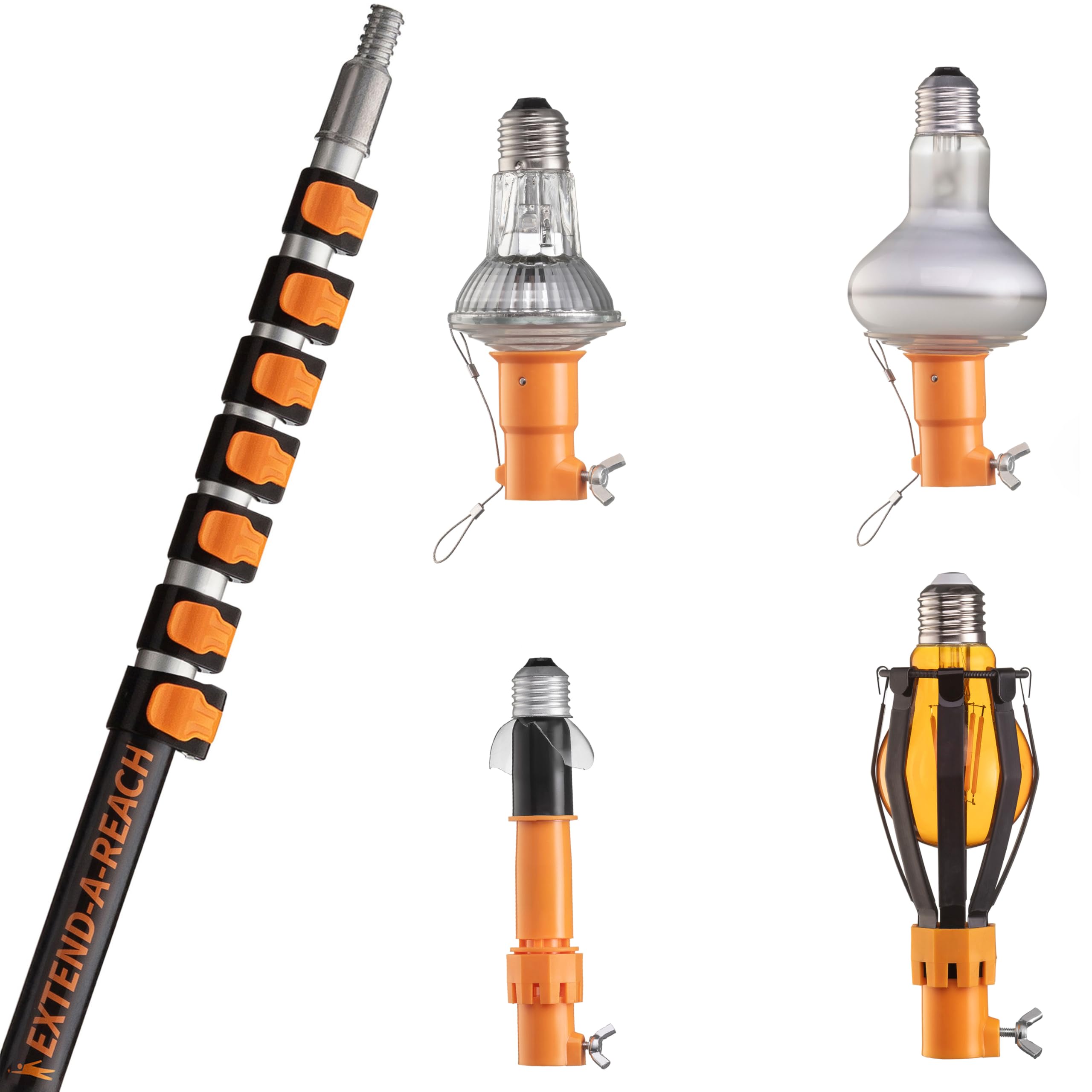 5-30 Ft Telescopic Light Bulb Changer For High Ceilings // Light Bulb Remover Tool High Ceilings Kit With Suction Cups, Basket A