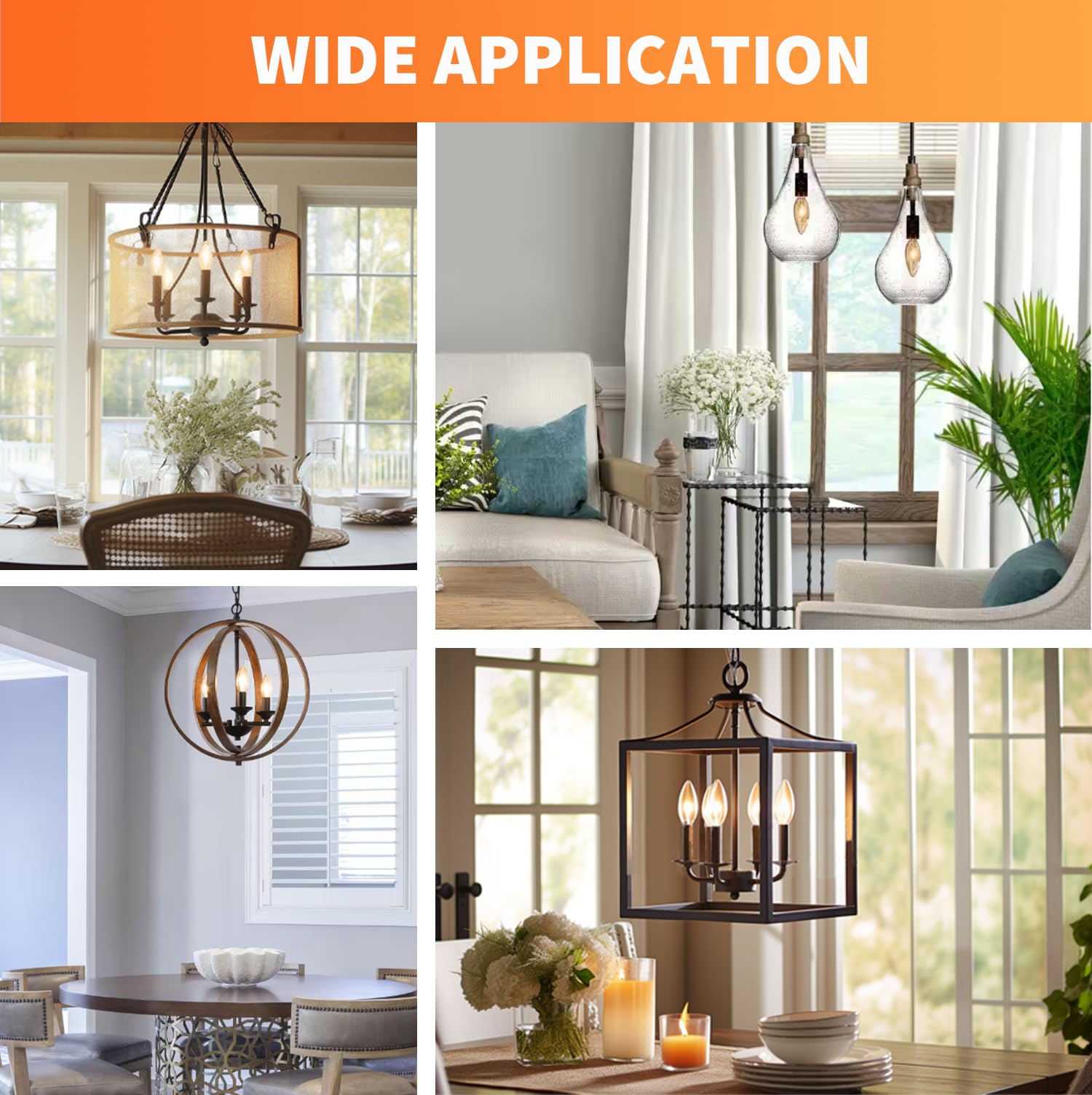 Alampever Chandelier Light Bulbs, 40W Equivalent Candelabra Bulb, 4W E12 Led Bulb 2200K Warm White, 330 Lm, Candle Light Bulbs 6