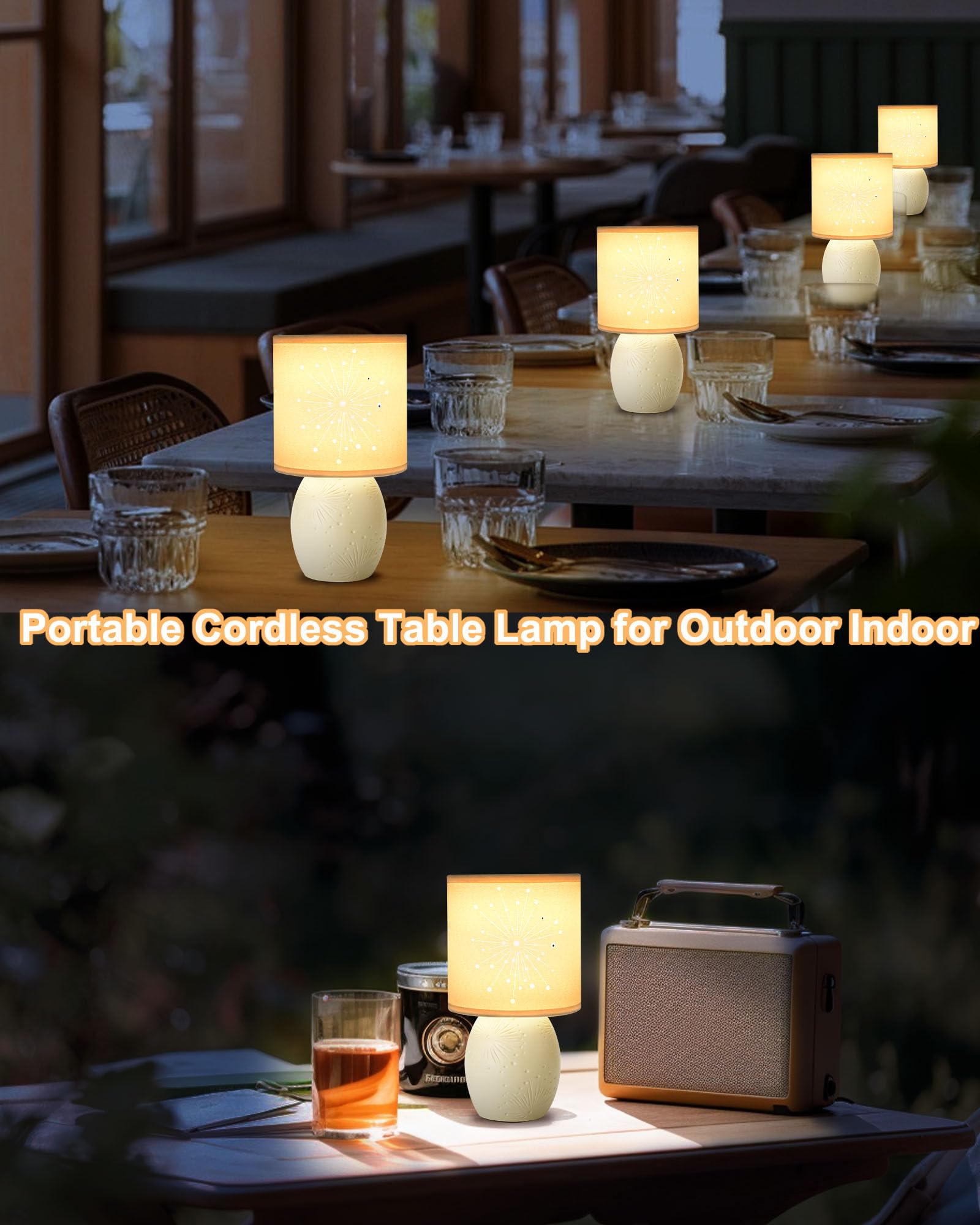 Umexus Small Cordless Table Lamp With Remote For Restaurant Dining, Rechargeable Battery Operated Lamp With Timer & Dimmer Multi
