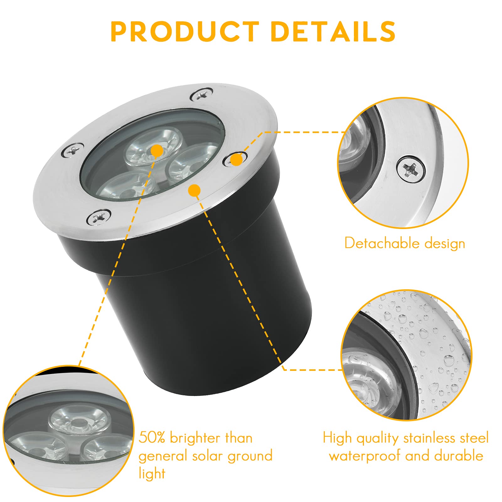 Achenge 3W Led Well Lights - Low Voltage Waterproof Landscape Lighting For Garden Pathway & Deck
