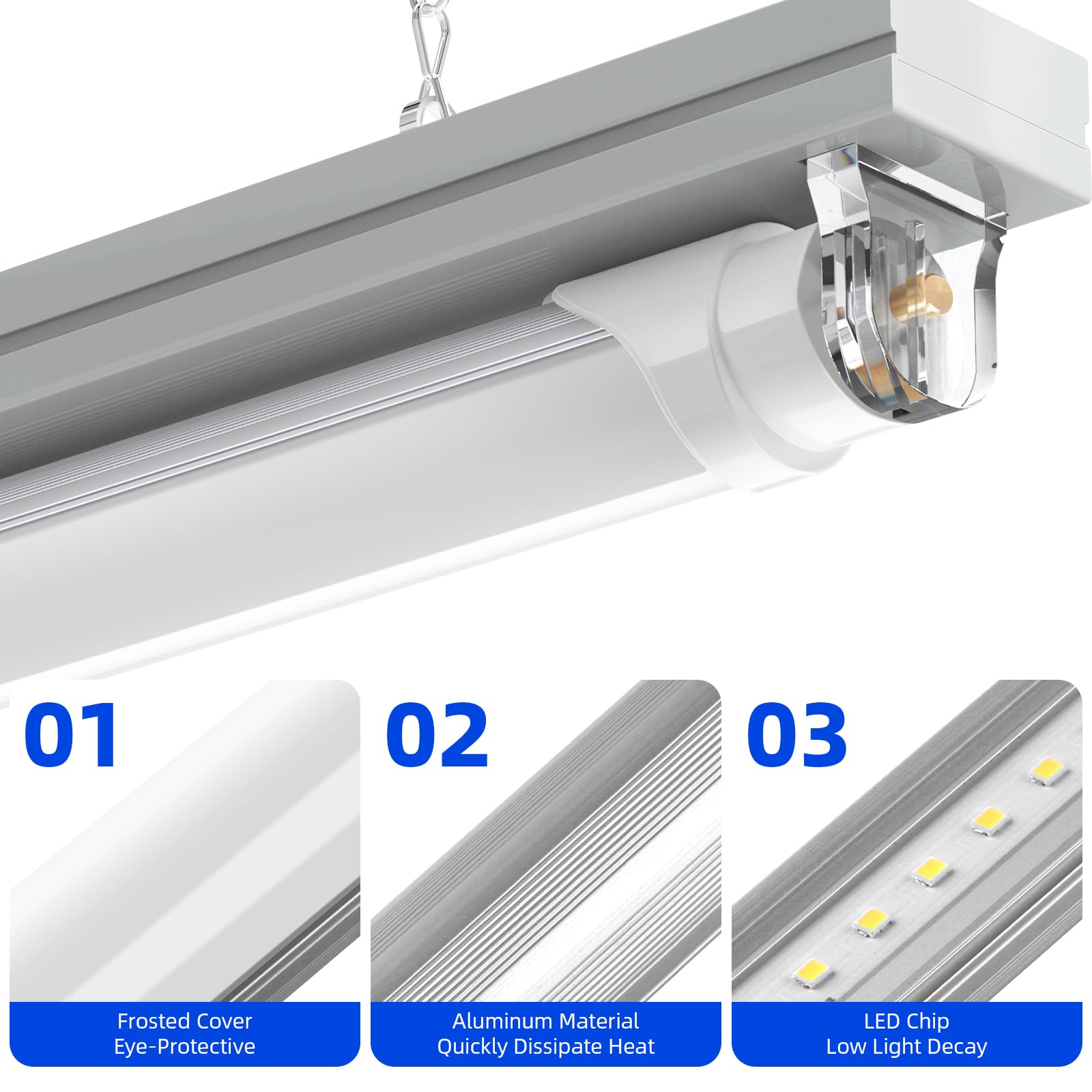 Barrina 8FT LED Bulbs, 44W 4500 Lumen, 6500K Frosted T8 T10 T12 Replacement Tube, Dual-End Powered, 4 Pack
