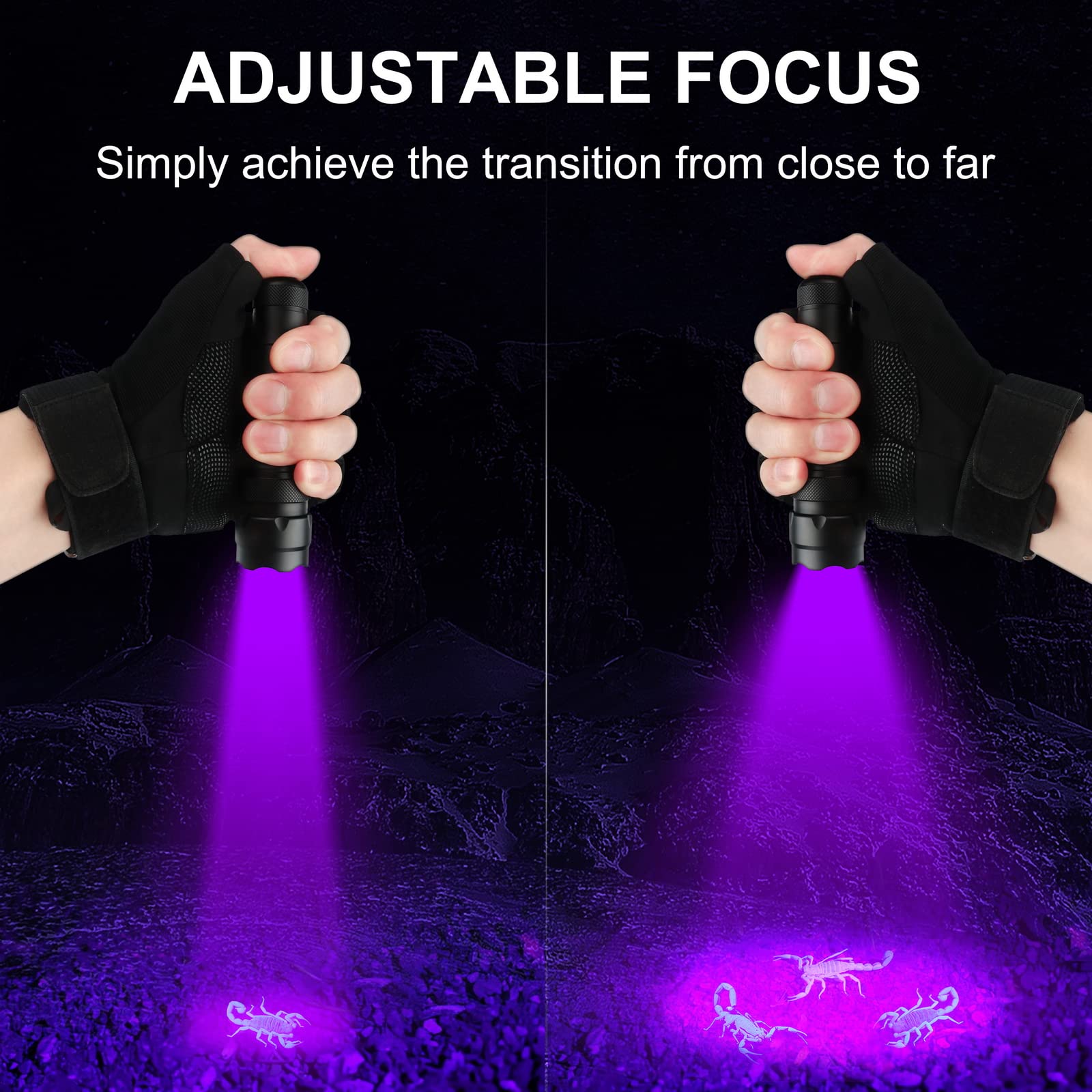 ULTRAFIRE UV Flashlight 395-405 nm LED Blacklight, Medium Size, Aluminum, Black, Model LE788000140