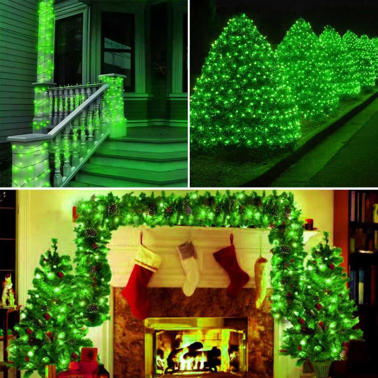 YIQU 200 LED Christmas String Lights, Green Wire, 8 Modes, Indoor/Outdoor, Model MLS-D29V6WUC-O