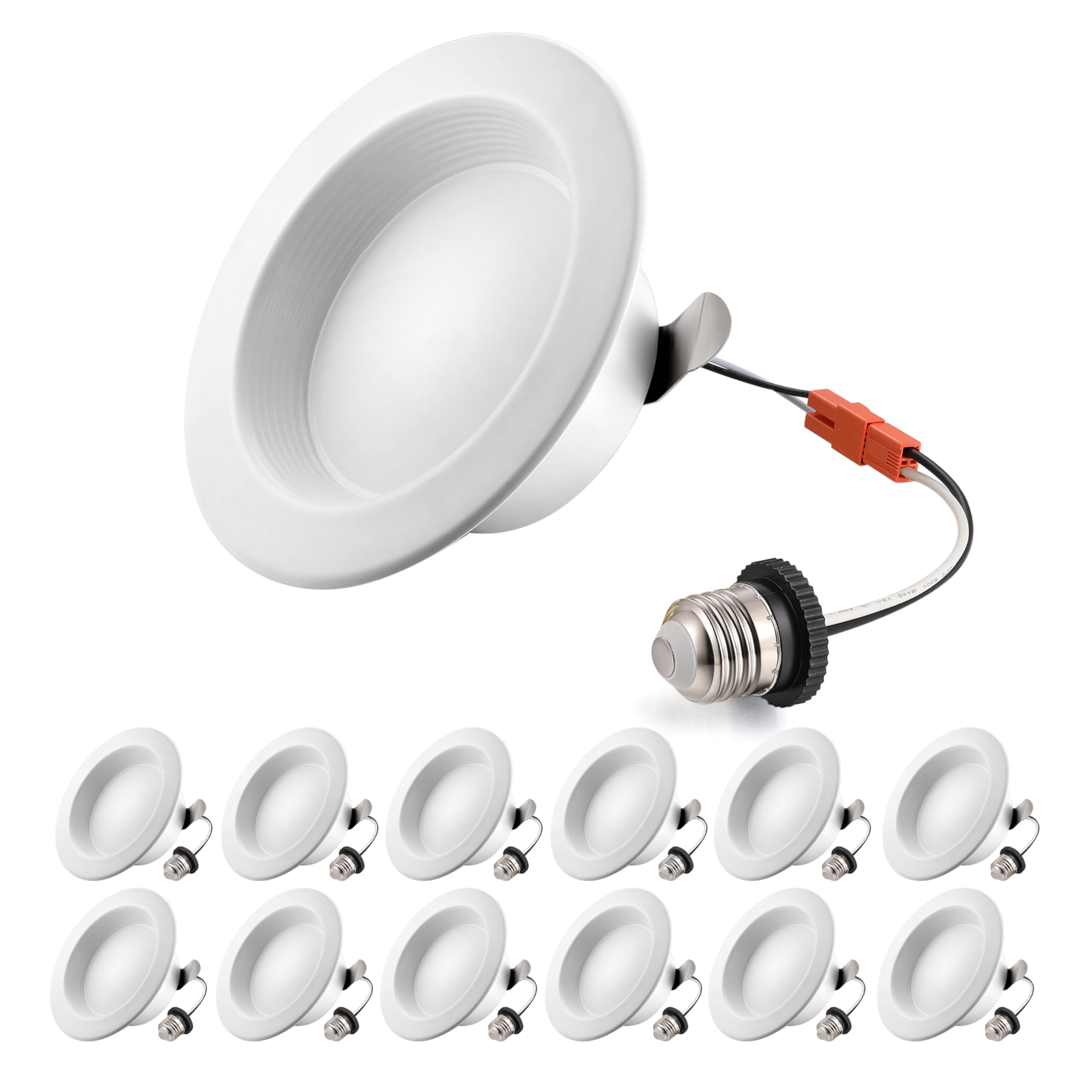 Wembanma 4 Inch Led Recessed Lights - Retrofit Can Lighting  800Lm  9W  Selectable Cct 2700K/3000K/4000K/5000K/6000K  Dimmable  Baffle Trim  Replacement Conversion Kit 4Inch 12P White