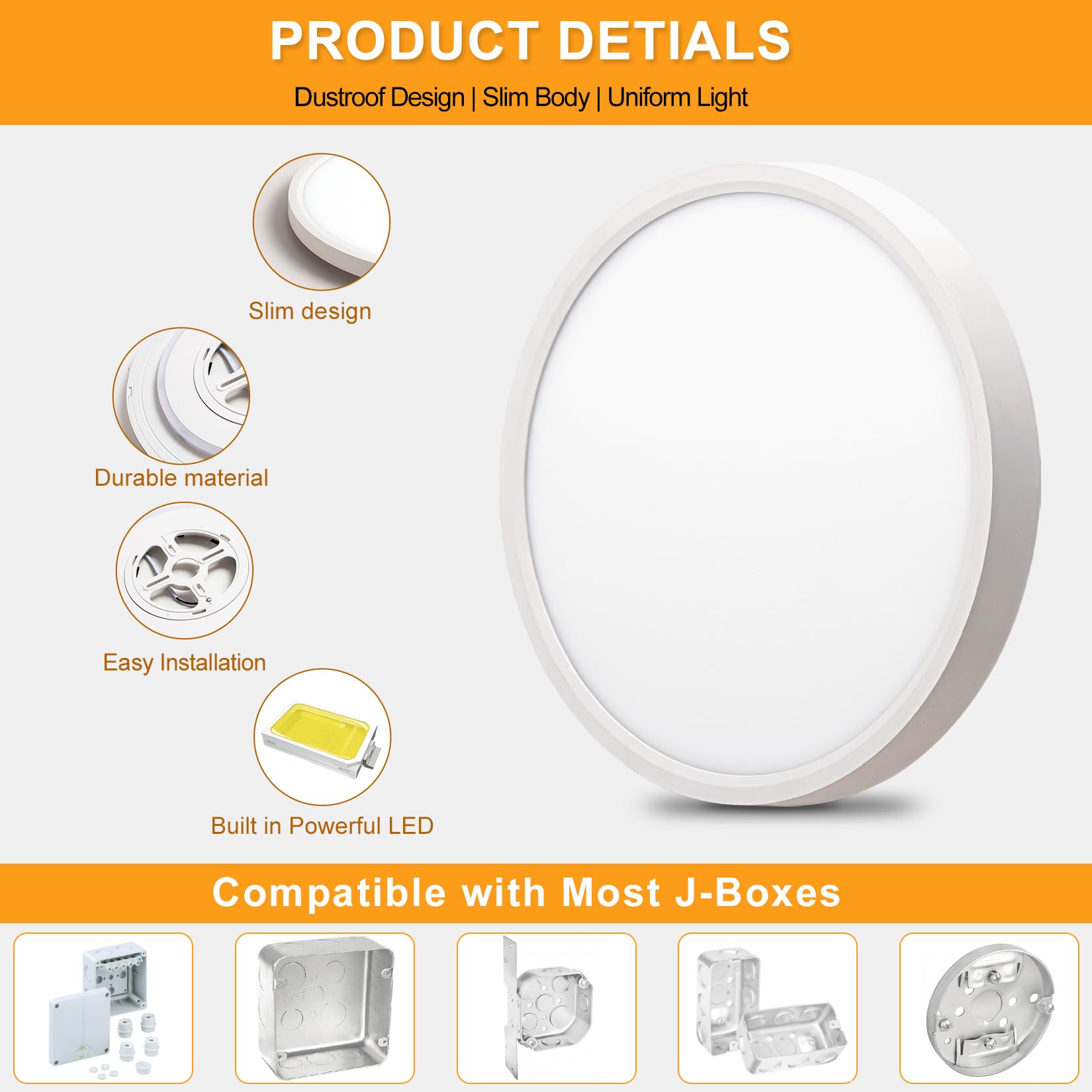 Bargeni Flush Mount Ceiling Light,12 Inch Led Ceiling Light Fixture With Night Light,24W/3000K/4000K/5000K Dimmable,Light Fixtur