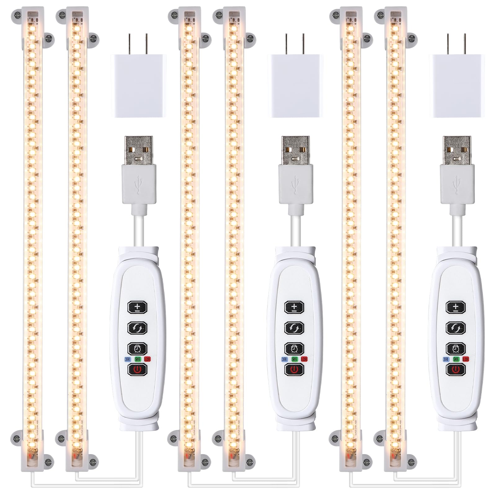 Hywyimlait 13 Inches Band Growing Lamp for Indoor Plants  3500K Full Spectrum LED Grow Light Bands with Auto ON/Off  3/9/12H Timer & 10 Dimmable Levels for Green House Succulent (2 Head?3 Pack)