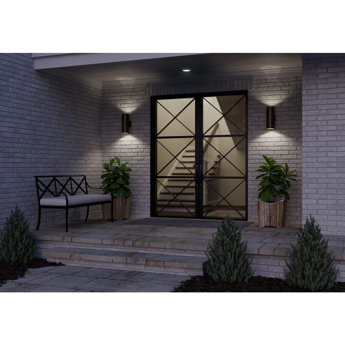 Progress Lighting 5-Inch Cylinder Outdoor Led Wall Sconce, 2-Light Modern Wall Mount Led Up And Down Lights, Interior And Exteri