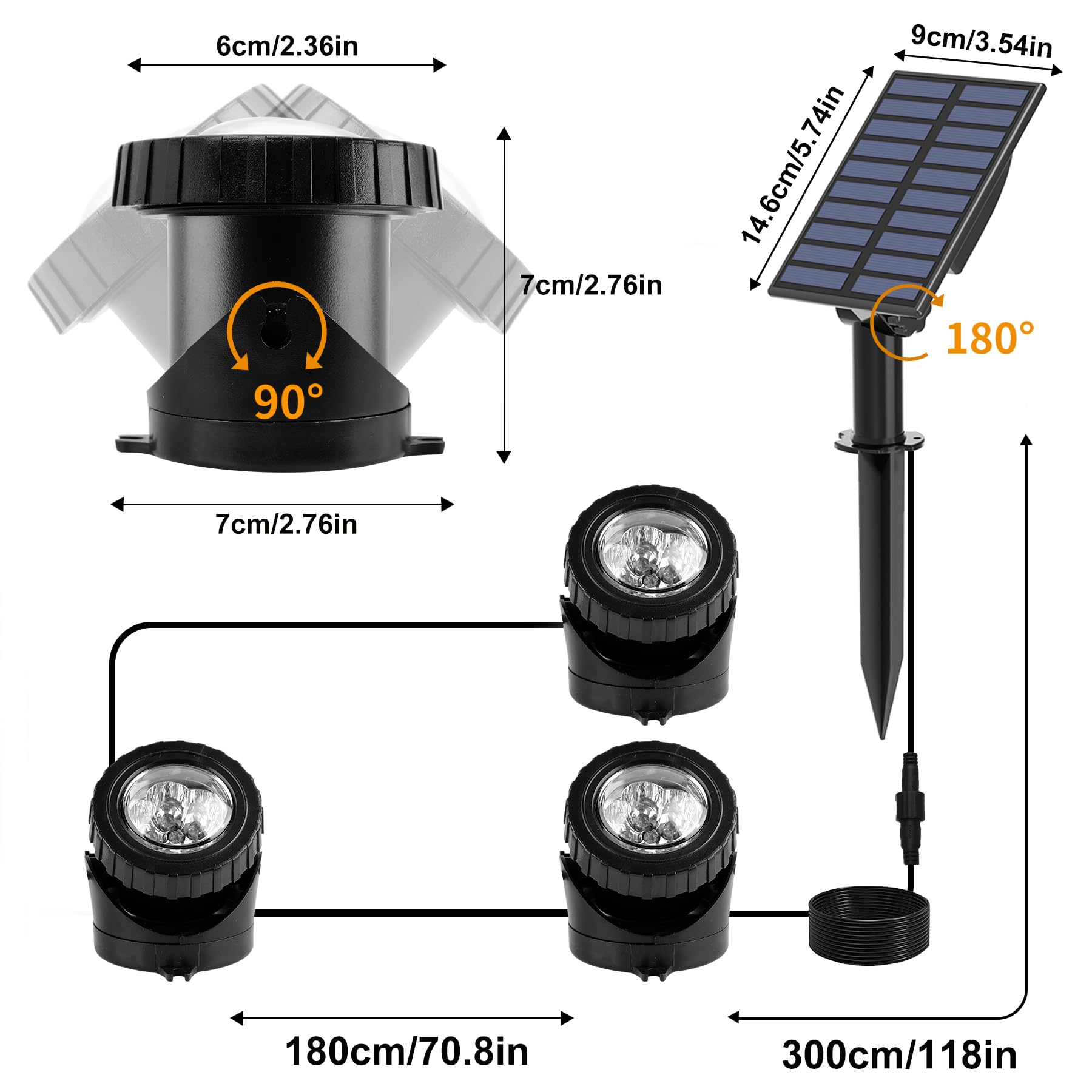 Crepow Solar Underwater Pond Lights, Super Bright Rgb Led Submersible Pond Lights Color Changing Spotlights Ip68 Waterproof Fountain Lights For Fish Aquarium Tank Garden Yard Pool (3-In-1)