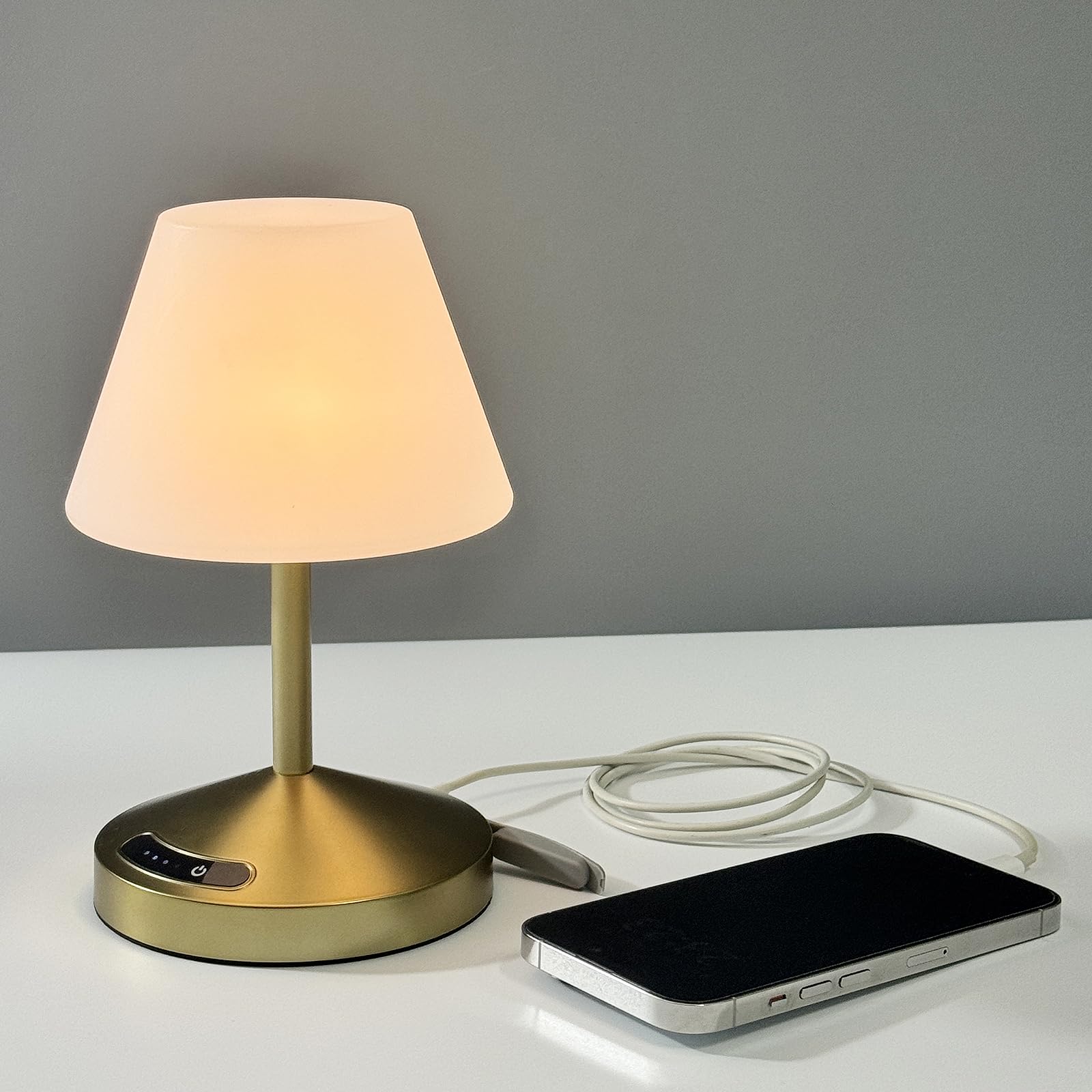OUTON Rechargeable Cordless Waterproof Shower & Table Lamp with USB Output, Touch Dimming, 3 Colors, Power Indicator & Memory Fu