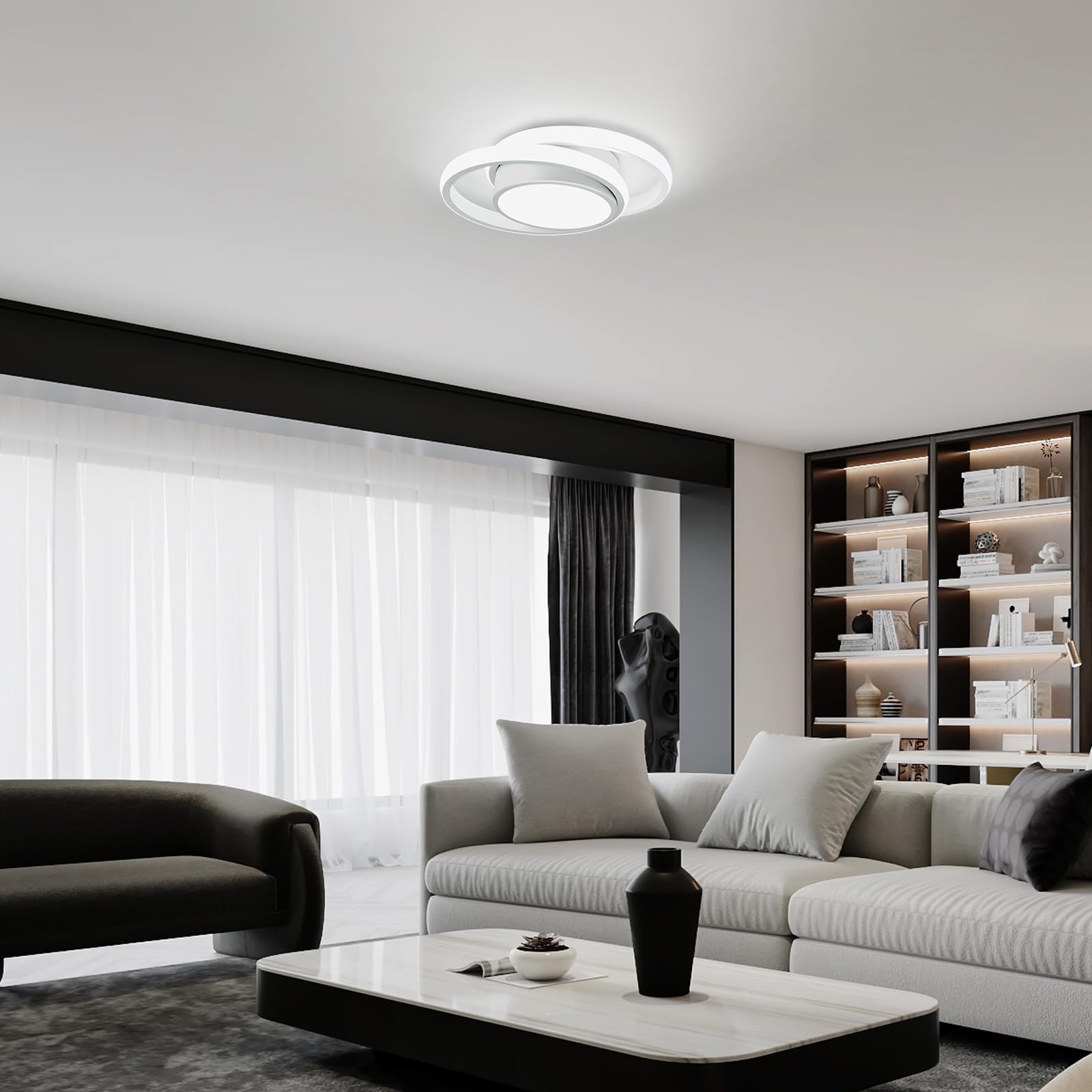 Caneoe 2 Packs Small Modern Led Ceiling Light 2 Rings Creative Design Ceiling Lamp Indoor Hallway Lighting Fixtures For Hallway Living Room Bedroom Kitchen Office (White)