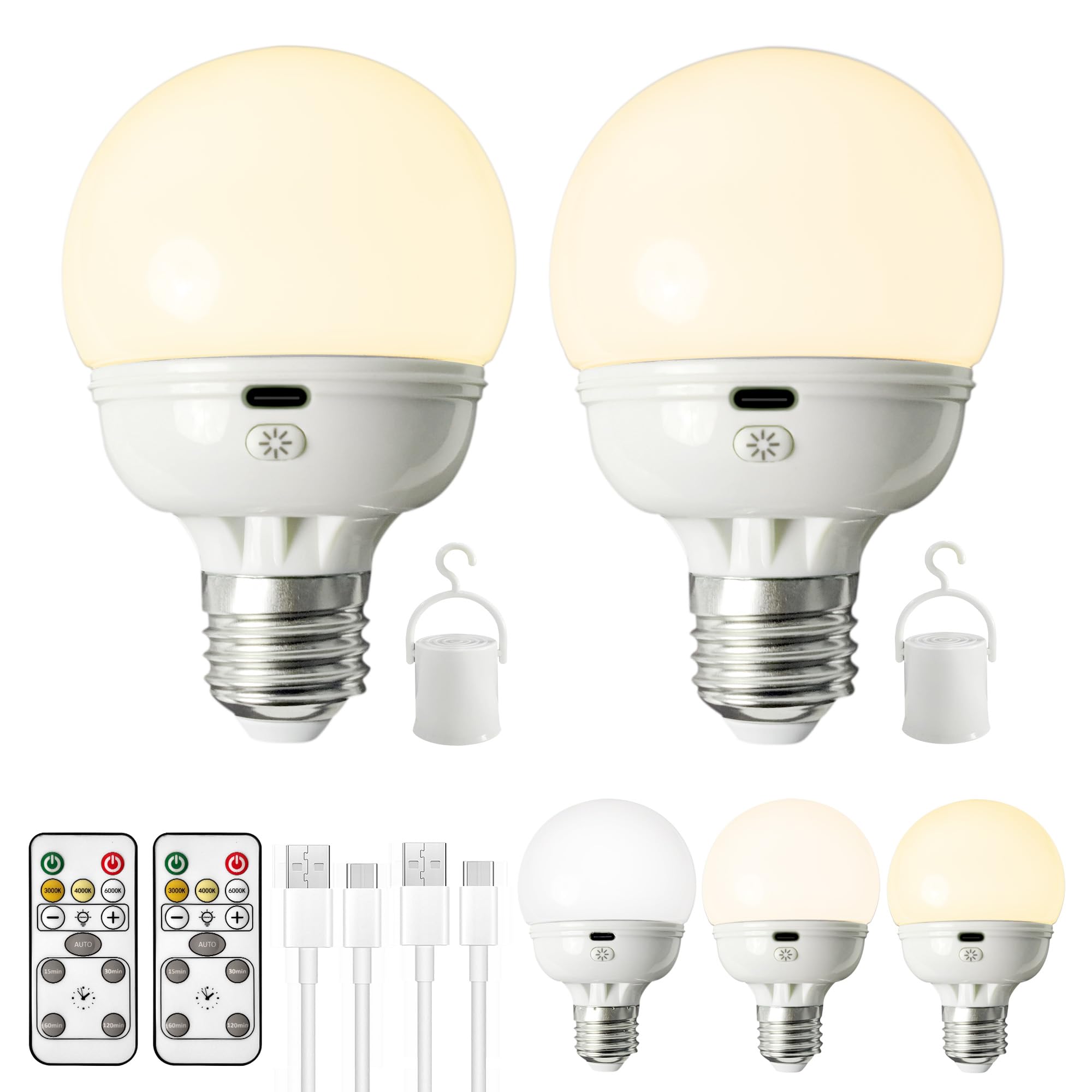 Rechargeable Light Bulbs, Battery Operated Light Bulb with Remote E26 LED Emergency Lightbulbs Warm White CCT with Timer Dimmabl