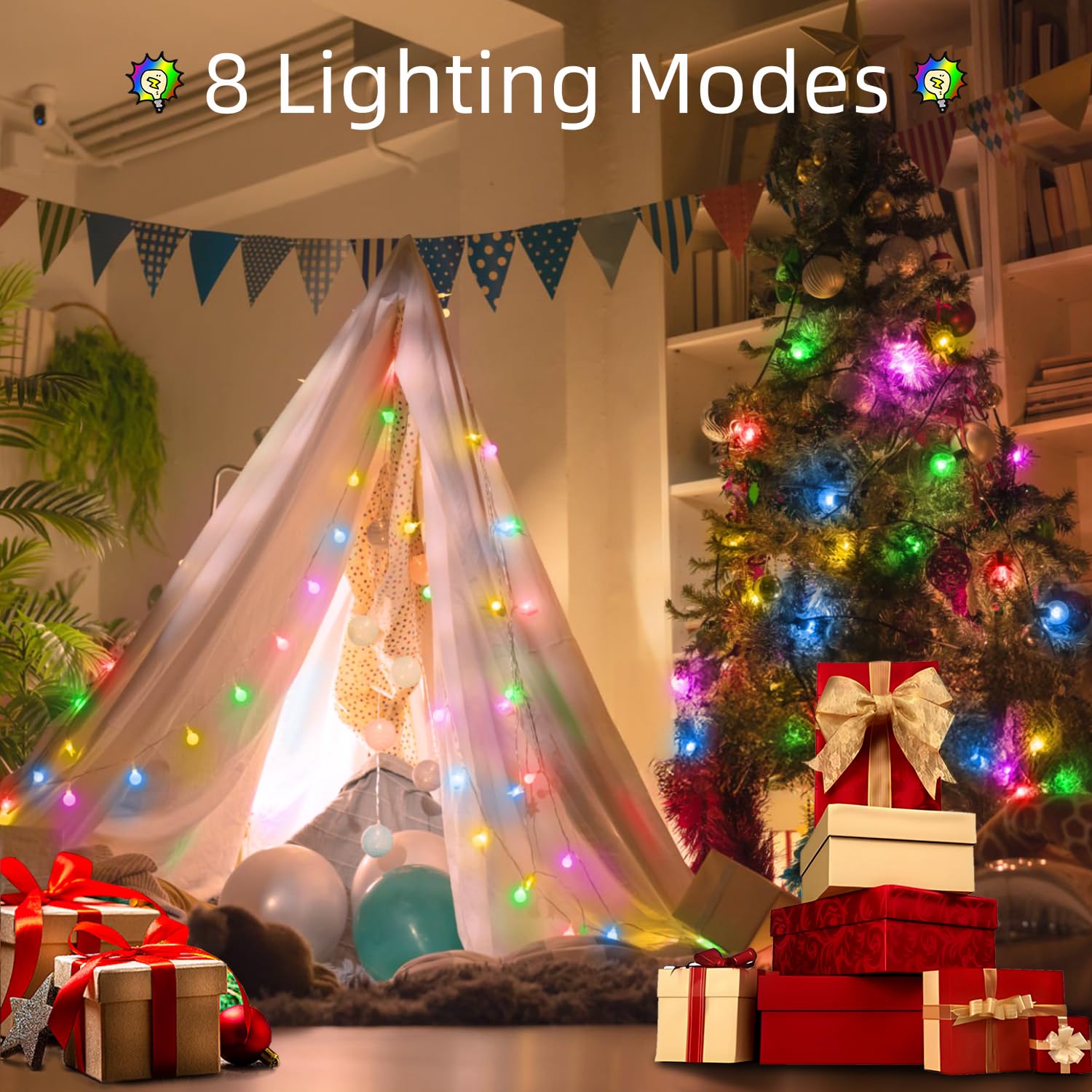 Wuxyiyang 120 Led String Lights 40Ft, 8 Lighting Modes Plug In Fairy String Lights For Bedroom Classroom Patio Garden Wedding Party Christmas Tree Outdoor Indoor Decorations Multicolor