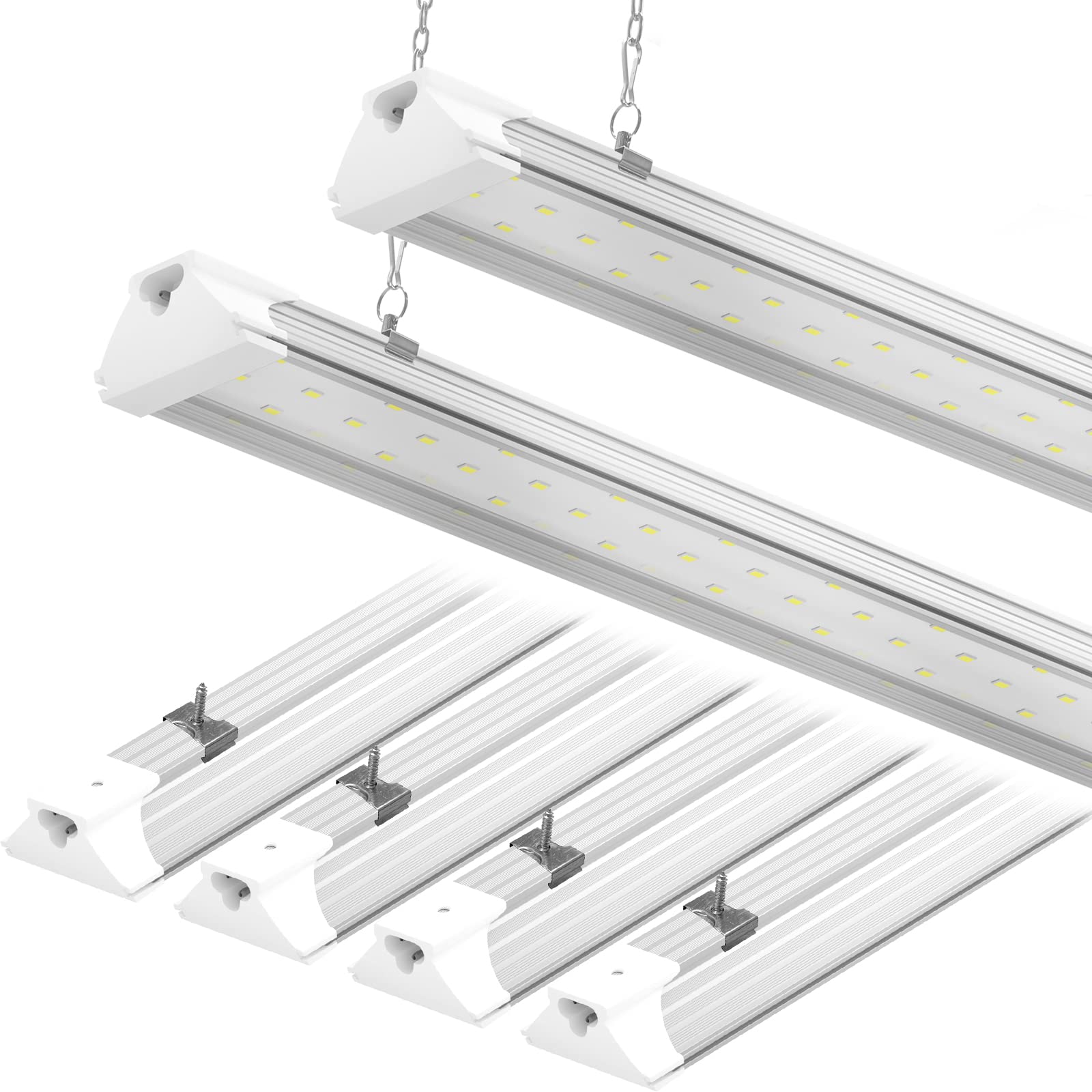 Szhlux 6 Pack Led Shop Lights 4Ft 60W, 8700Lm, 5000K Daylight White, Aluminum, Hanging/Mounted, Green, Model Sz-6