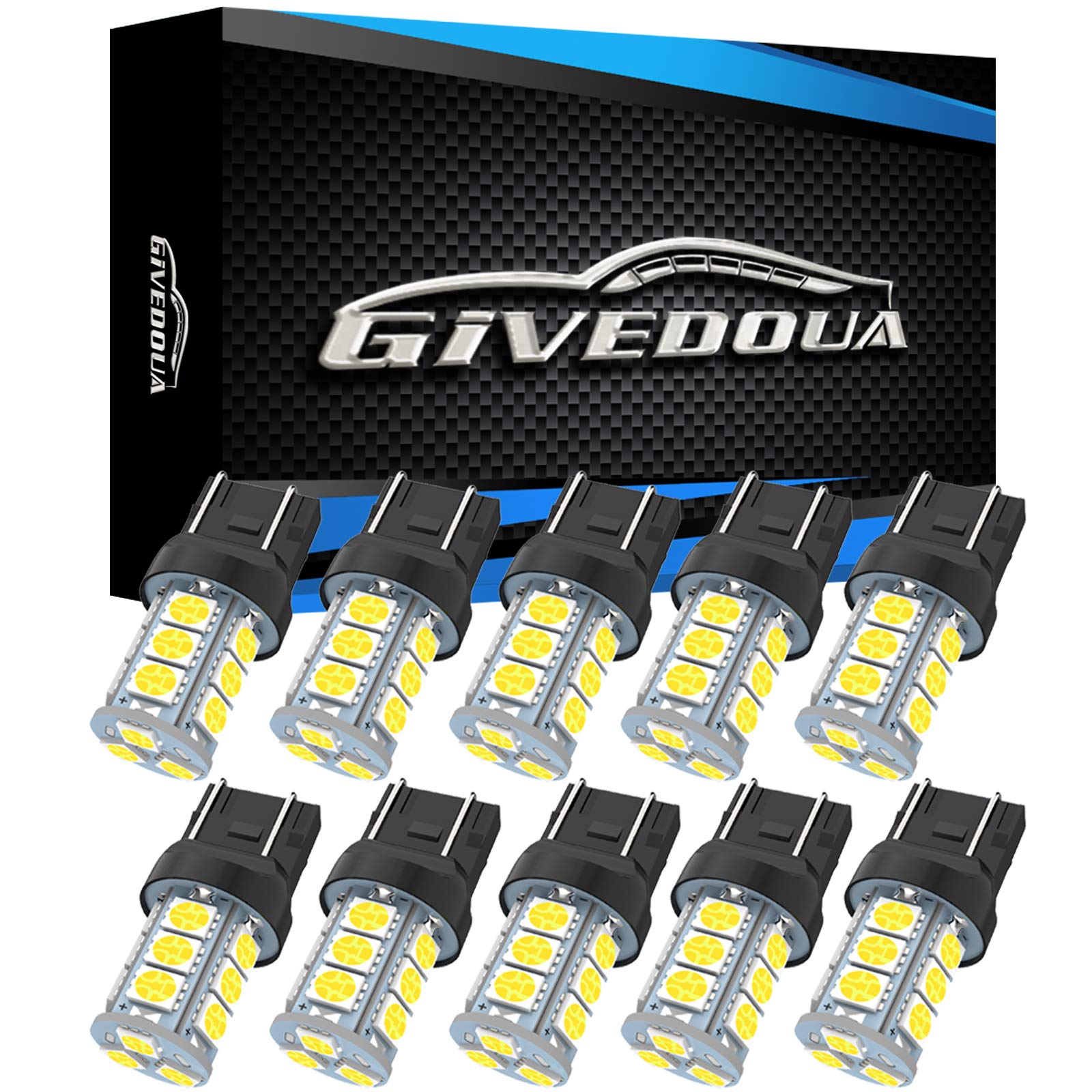 GIVEDOUA 7443 LED Brake Bulbs Super Bright 18SMD 5050 Chips Pack of 10pcs White 7443/7440
