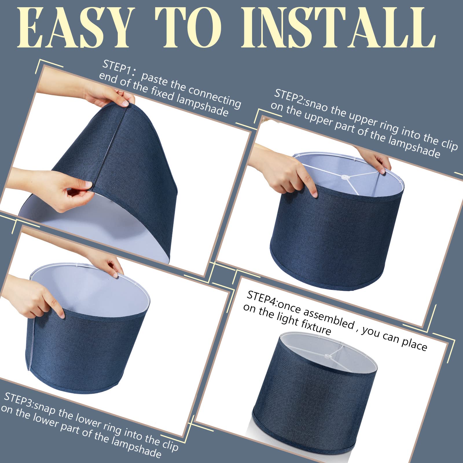 Nuanchu Set of 2 Drum Lampshade Natural Linen Lampshade medium 11.6 Inch Top x 12.6 Inch Bottom x 9.8 Inch High Classic Fabric L