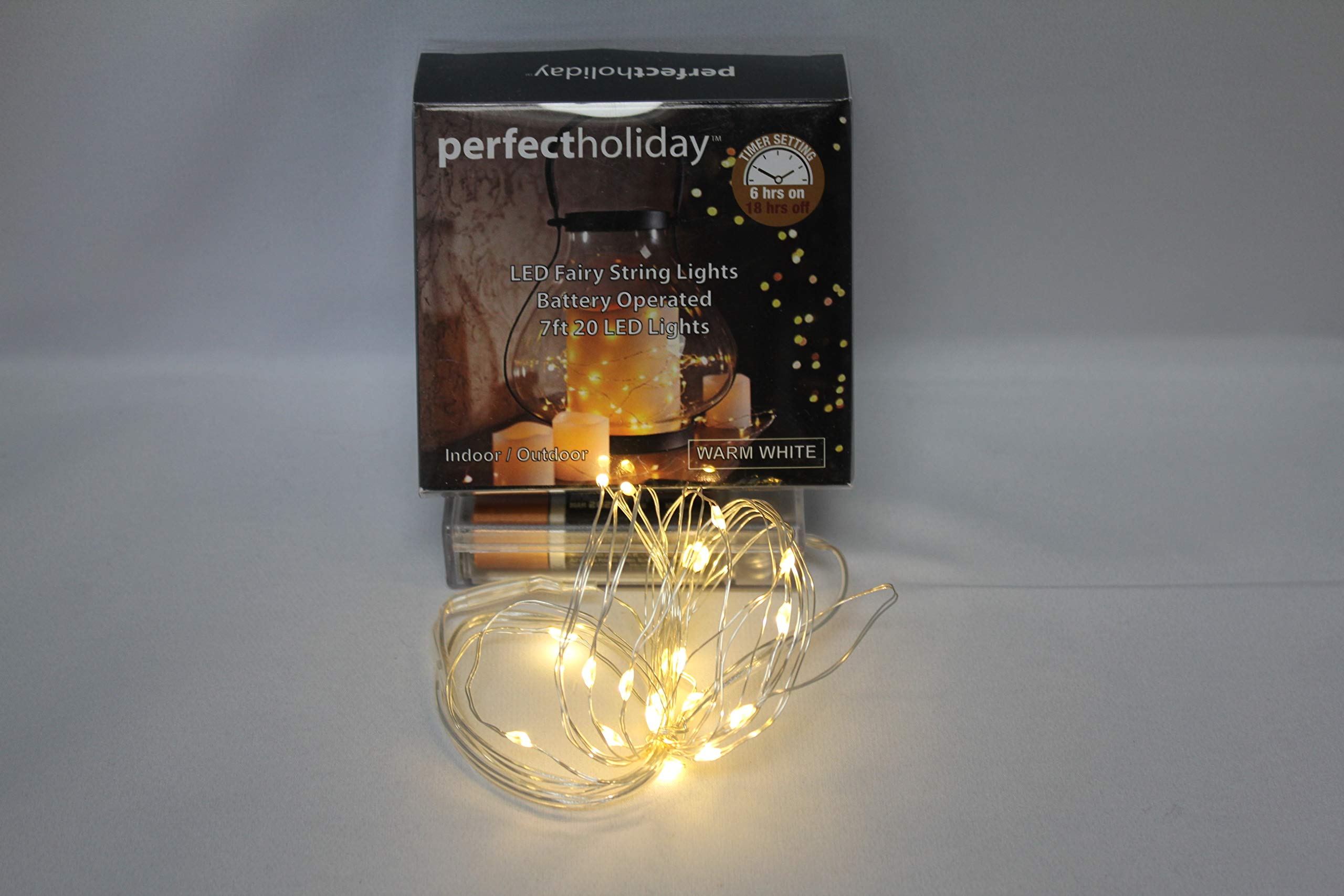 Perfect Holiday LED Battery Operated Lights - 20 Count, 2 Meter, White, Model 600044