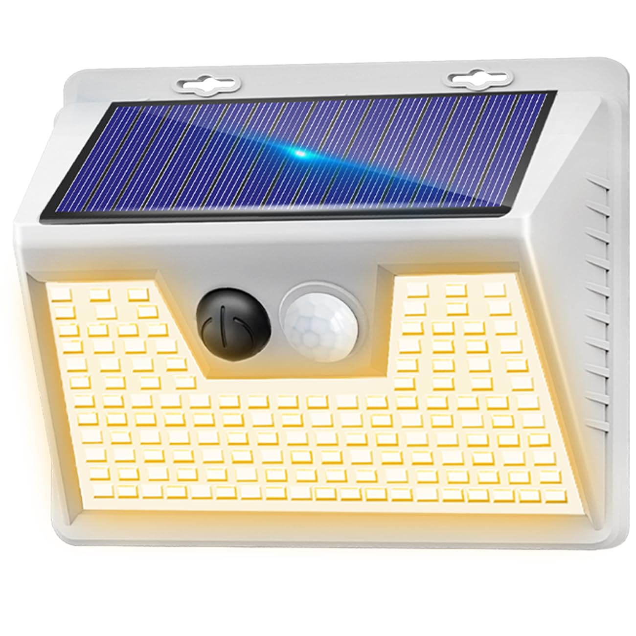 kolpop Solar Lights Outdoor 140LED Motion Sensor, IP65 Waterproof, 1 Pack, 4 Inch, White-Warm Light