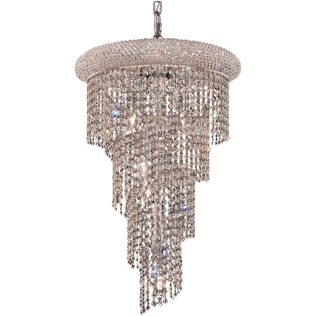 Elegant Lighting 1801SR16C/RC Crystal Chandelier, 8-Light, 16in x 26in, Chrome Finish, Four-Tier Design