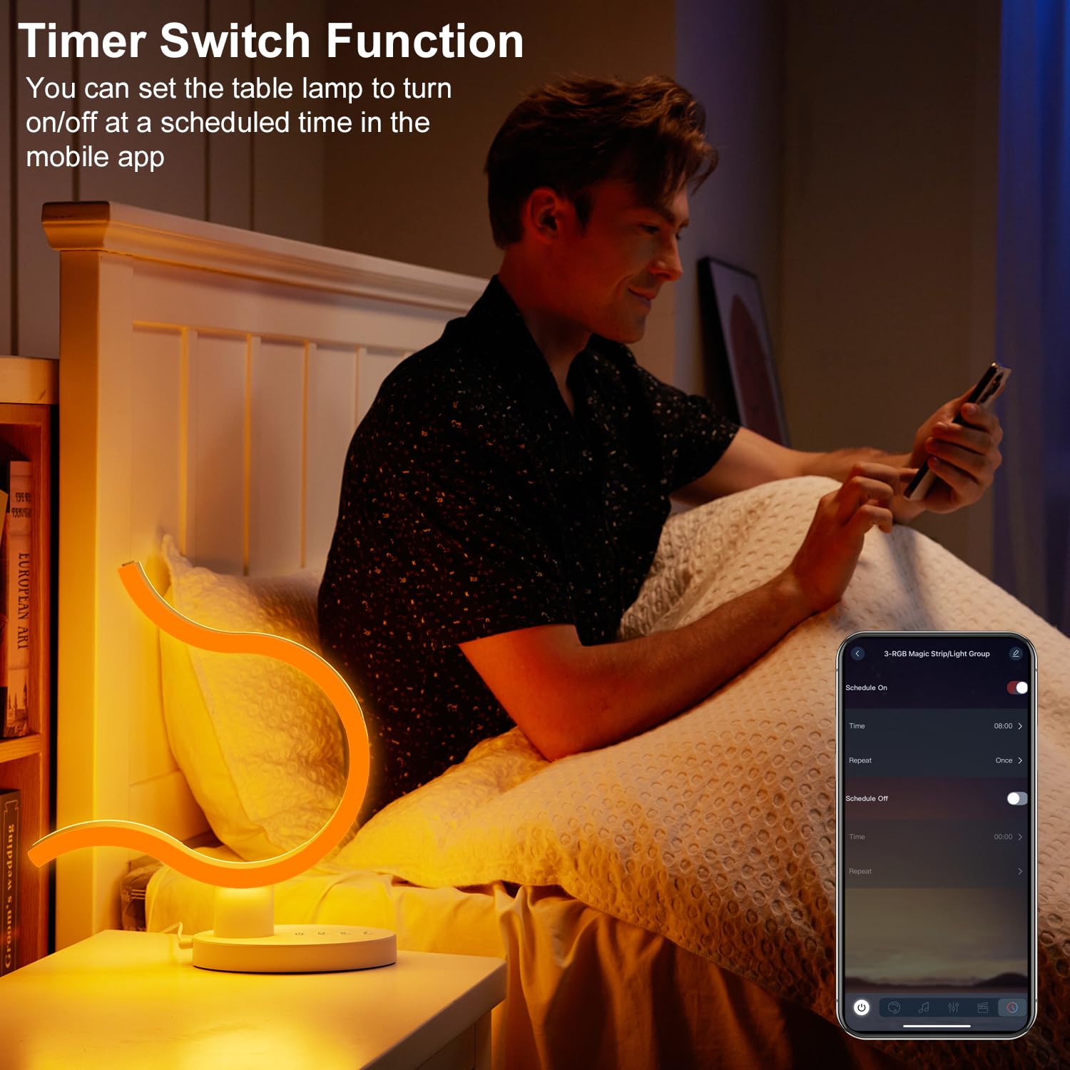 Transformable Smart RGB+IC Modern Table Lamp, Sync Music Color Changing Table Light for Game, Parties, Ring-Shaped Night Light f