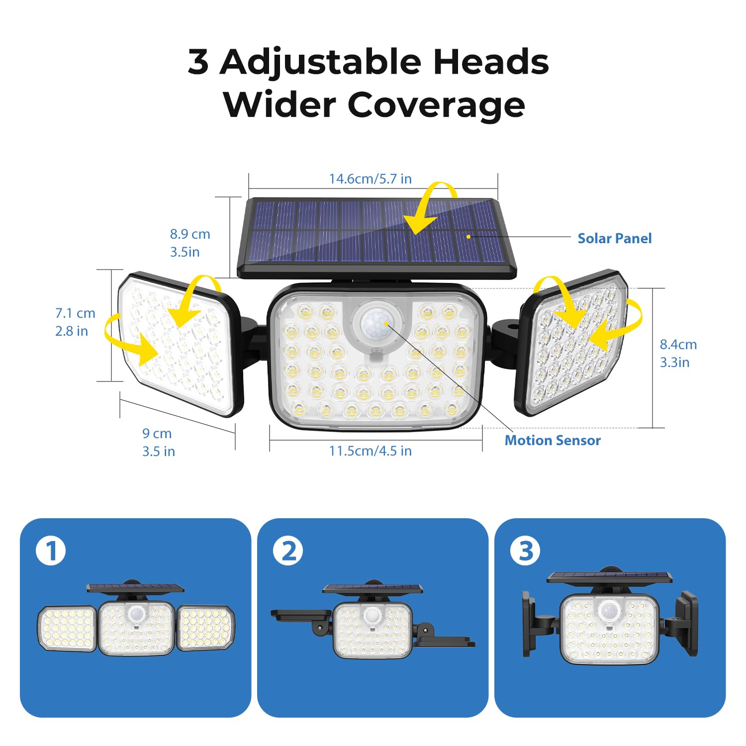 Peasur Solar Motion Lights Outdoor with Remote Control, IP65 Waterproof, 1 Pack, Black