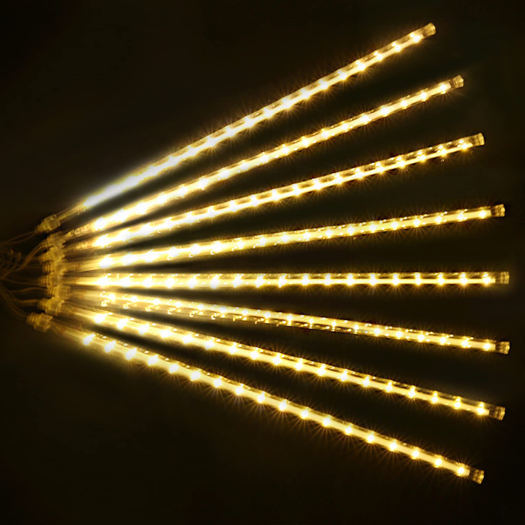 LJLNION Meteor Shower Lights, 288 LED Icicle Lights, Connectable Raindrop Lights, 12 Inch, Warm White, Model 288L