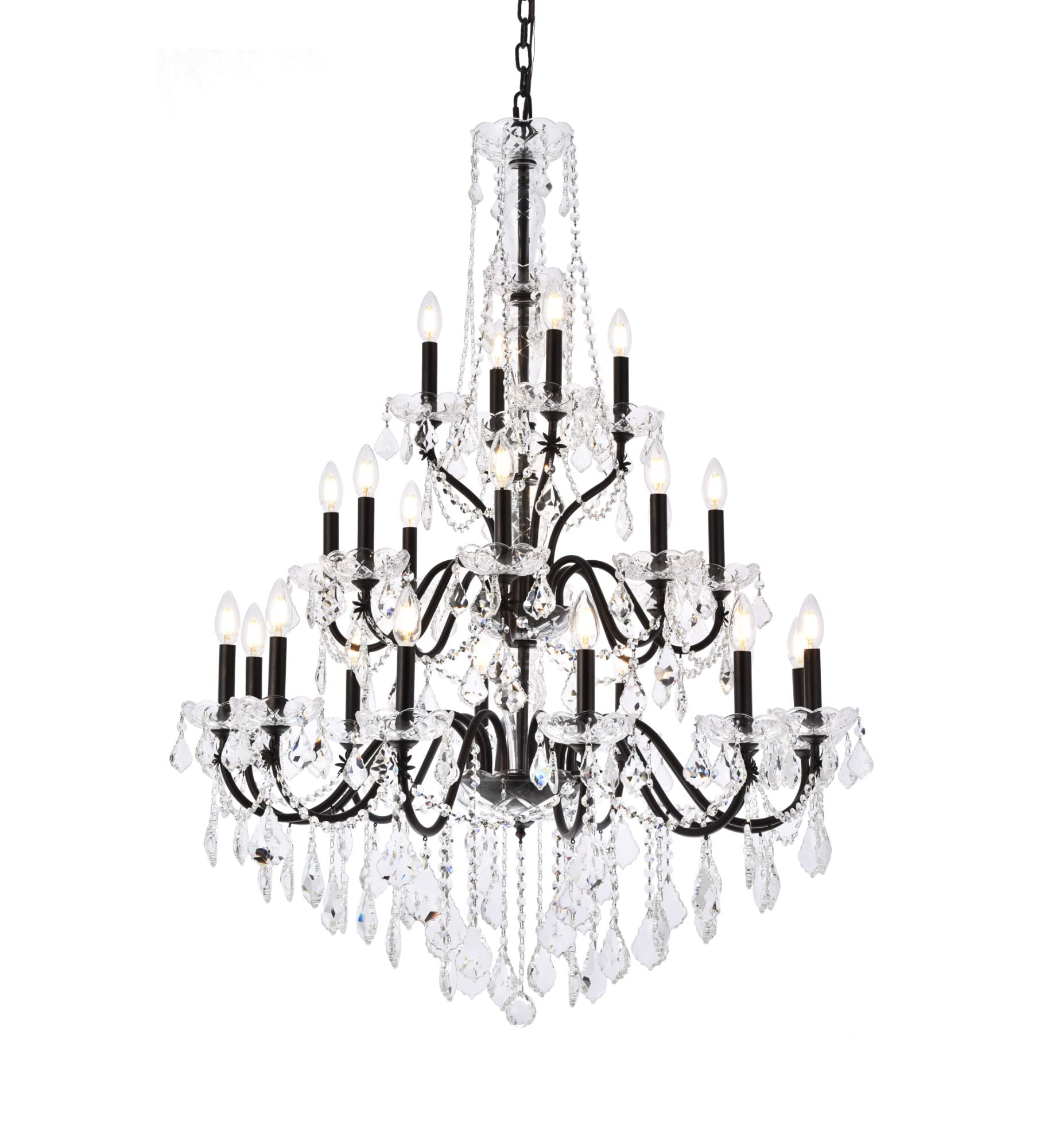 Elegant Lighting Value St. Francis 24 Light Dark Bronze Chandelier Clear Royal Cut Crystal - Finish:Dark Bronze - Finish:Dark Bronze - Finish:Dark Bronze - Finish:Dark Bronze Dark Bronze