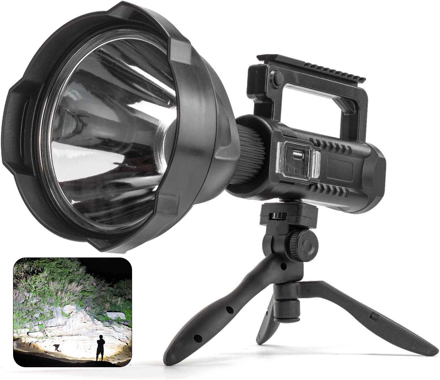 ALSTU Rechargeable Spotlight  99 000 Lumens Super Bright Handheld Led Flashlight  Outdoor Spot Light for Boating Camping