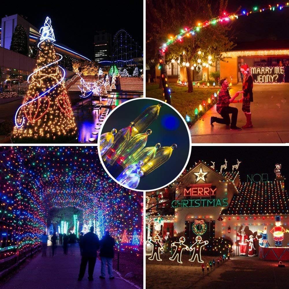 Asenek Christmas Light, 33Ft 100 Led Battery Operated String Lights With Auto Timer & 8 Modes, Green Wire Outdoor Waterproof String Lights For Outdoor And Indoor Christmas Decor, Multicolor 2Pack
