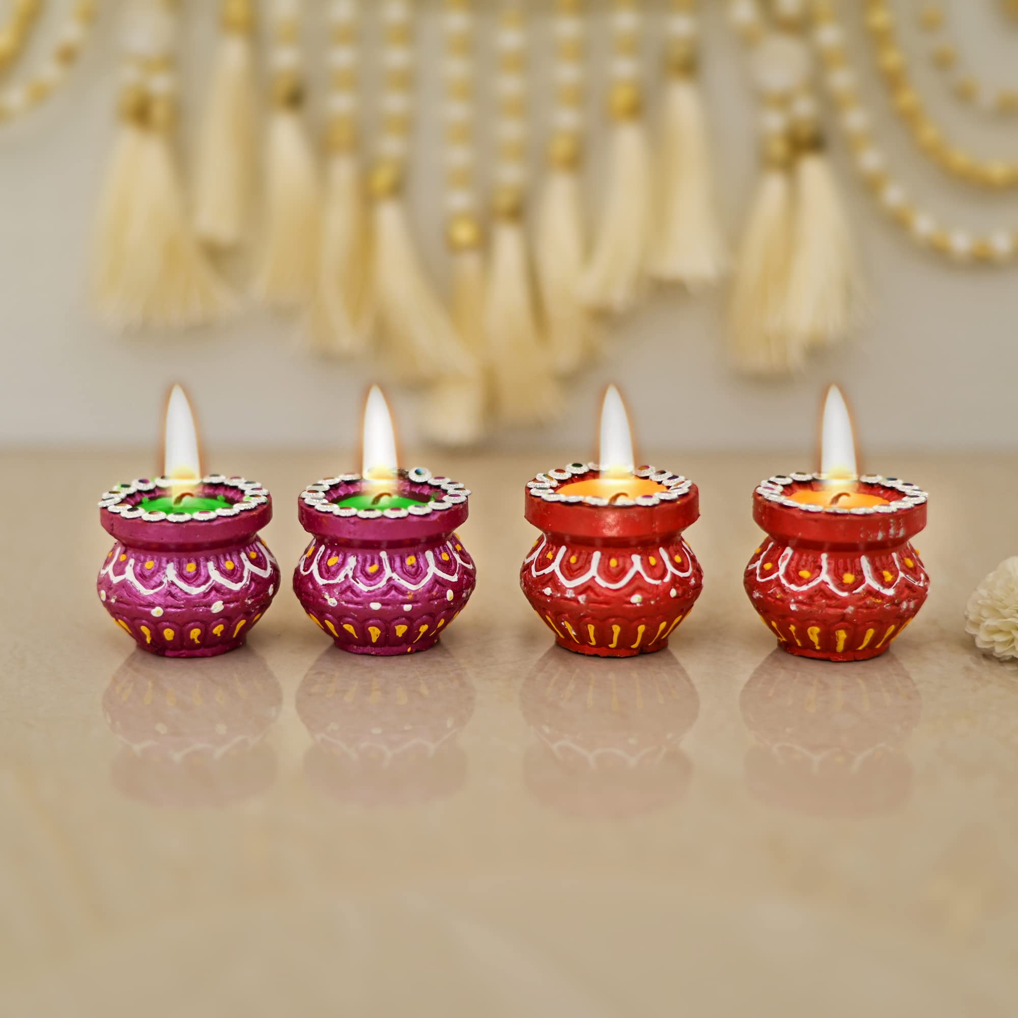 Collectible India Wax Candle Diya For Diwali Gift Pooja Decoration  Handpainted Clay Diya for Decoration Pooja - Diwali Decorati