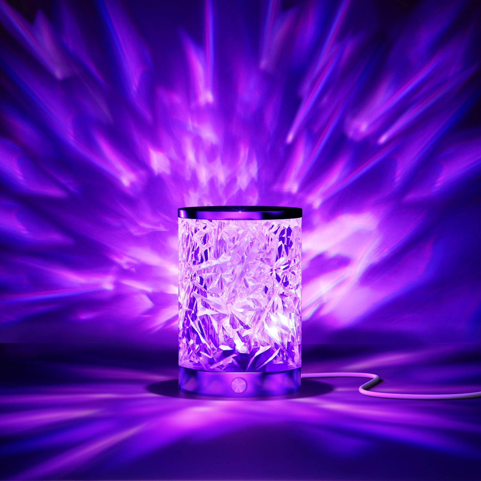 Ocean Wave Crystal Table Lamp Touch Control, Rgb Color Changing Night Light With Remote, Dimmable Cool Water Lights For Bedroom, Living Room Wall Decor, Ambient Lighting For Dinner/Bars/Game Room