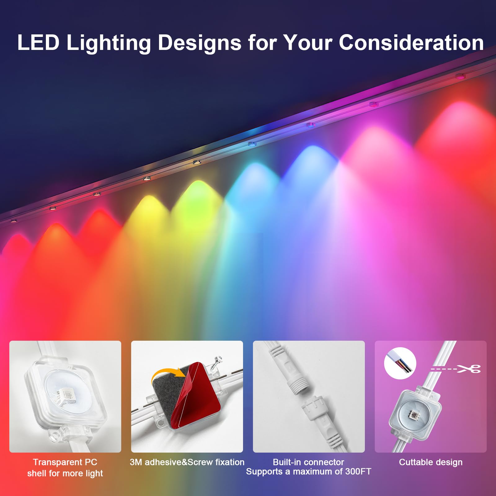 Super Rgb Permanent Outdoor Lights 200Ft, Smart Rgb+Ic Eave Lights With Remote App Control, Diy Led Color Individual, White & Co