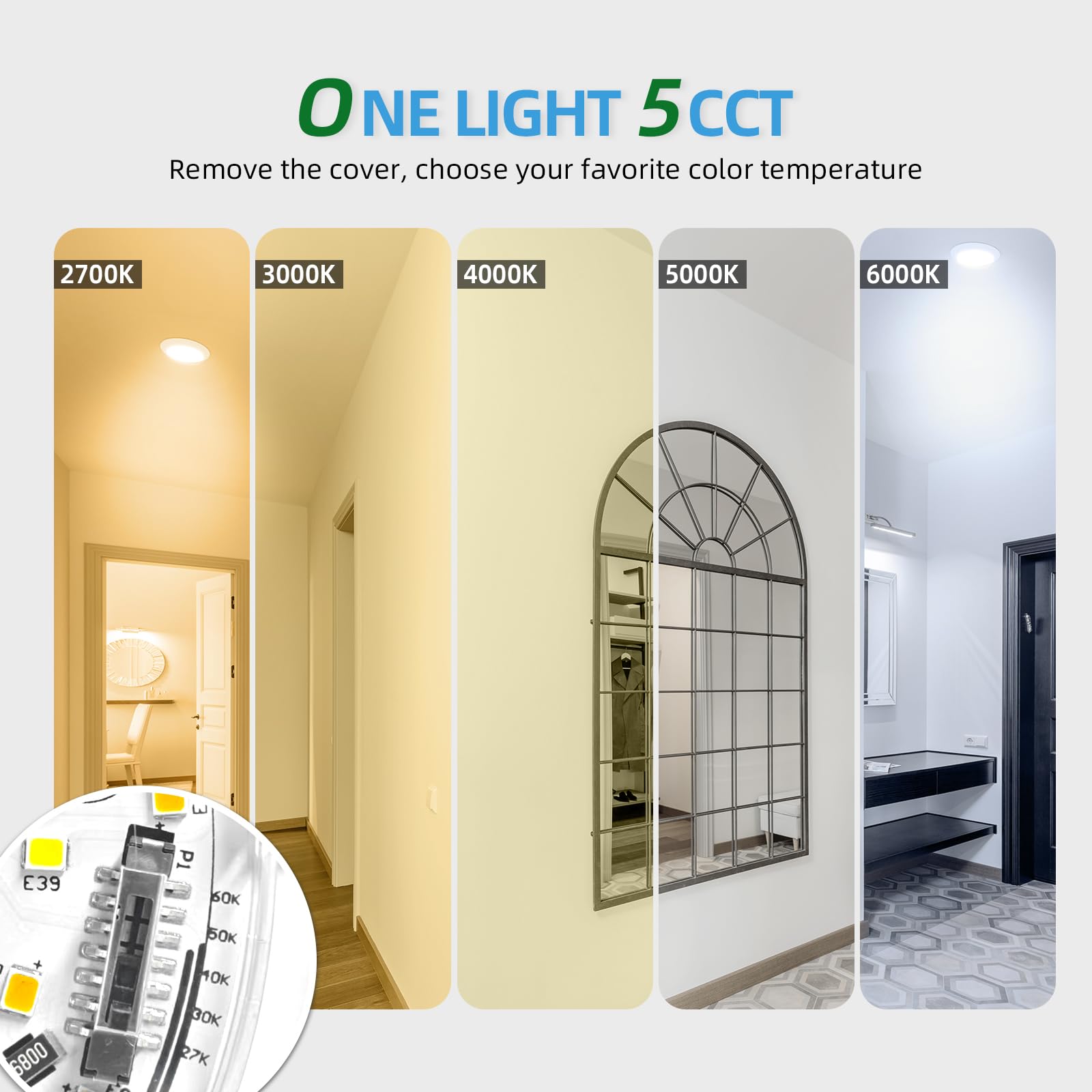 Ecoeler 5/6 Inch Led Disc Lights  5Cct Dimmable Flush Mount Ceiling Downlight  16.5W  1100Lm  5 Color Selectable Surface Mount Ceiling Lighting For Closet  Office  Garage  Etl&Fcc  24 Pack