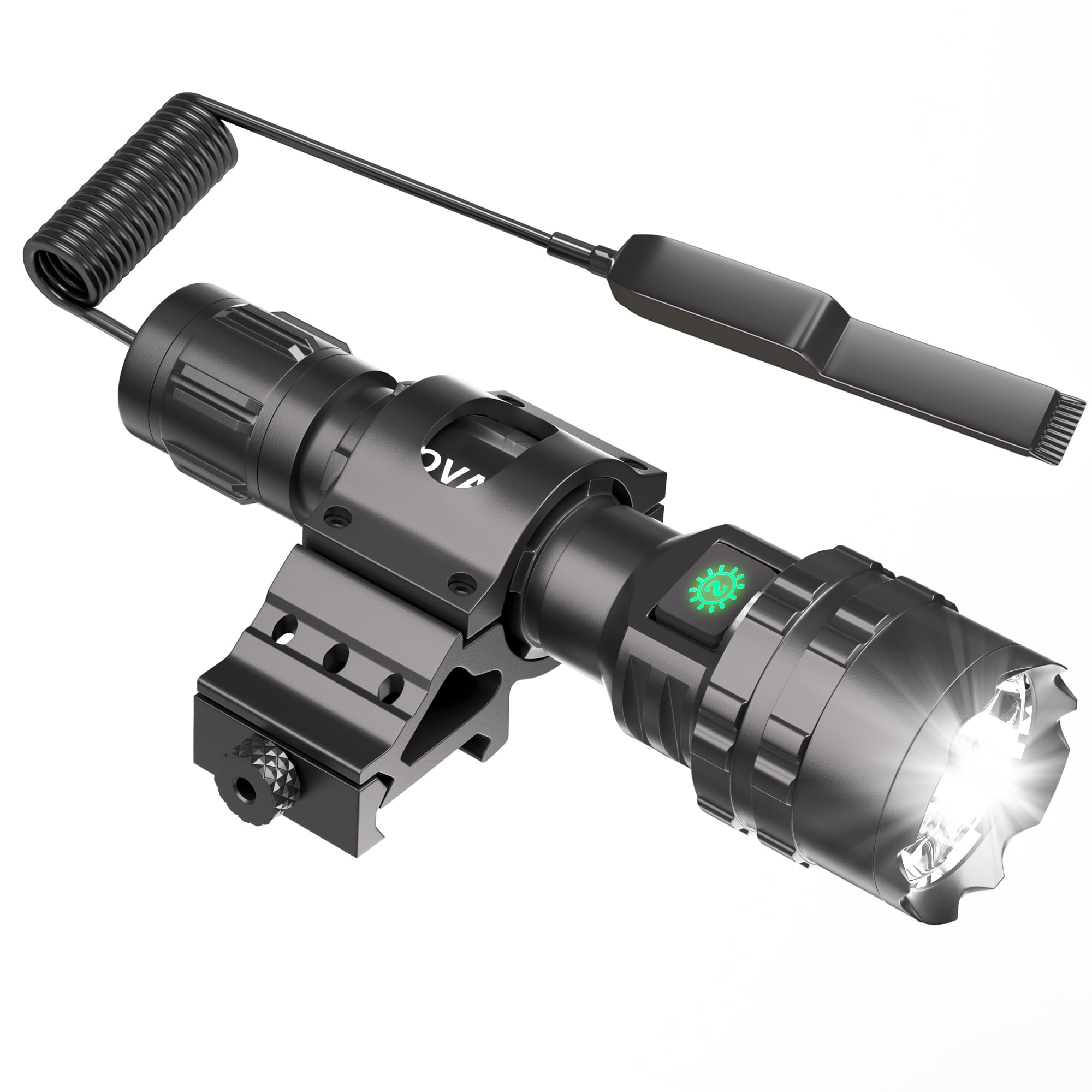 POVAST Picatinny Flashlight  LED Tactical Flashlight Sporting Equipment Rail Light with Pressure Switch  3000 Lumens Waterproof Light  5 Mode USB Rechargeable Flashlight for Hunting  Matte Black