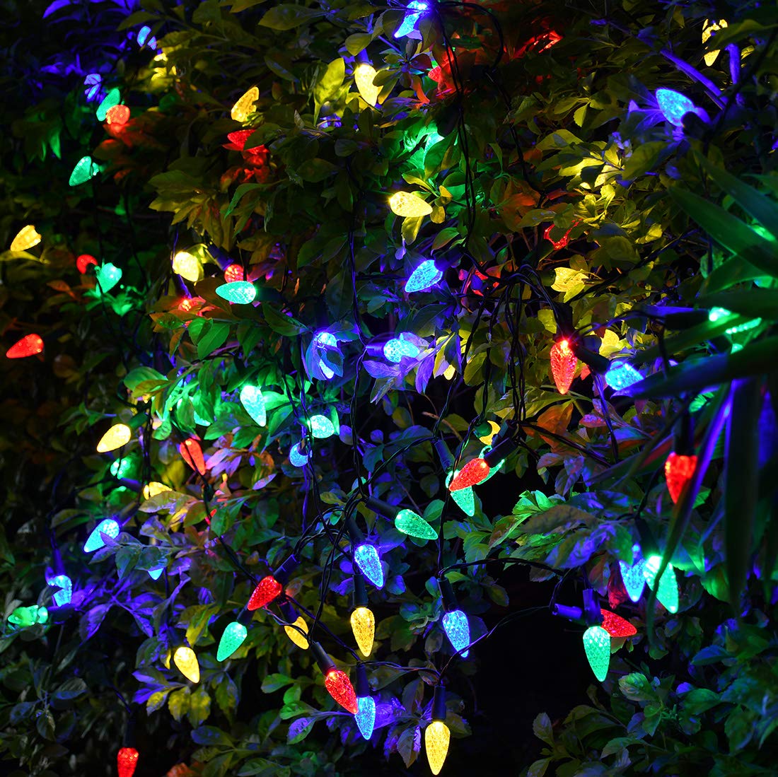 Outdoor Solar C9 Strawberry String Lights, 31ft 50 LED Solar Garden Christmas Fairy Lights For Christmas Tree Backyard Window Ra