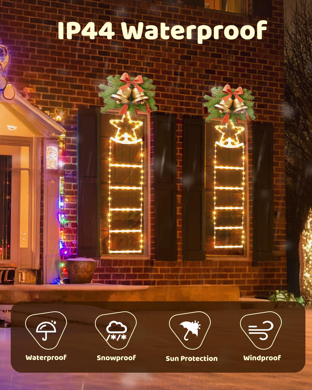 Gleamkid Led Christmas Ladder Lights - 4.2Ft Christmas Decorative Ladder Lights, Christmas Decorations Lights For Indoor Outdoor, Window, Garden, Home, Wall, Xmas Tree Decor