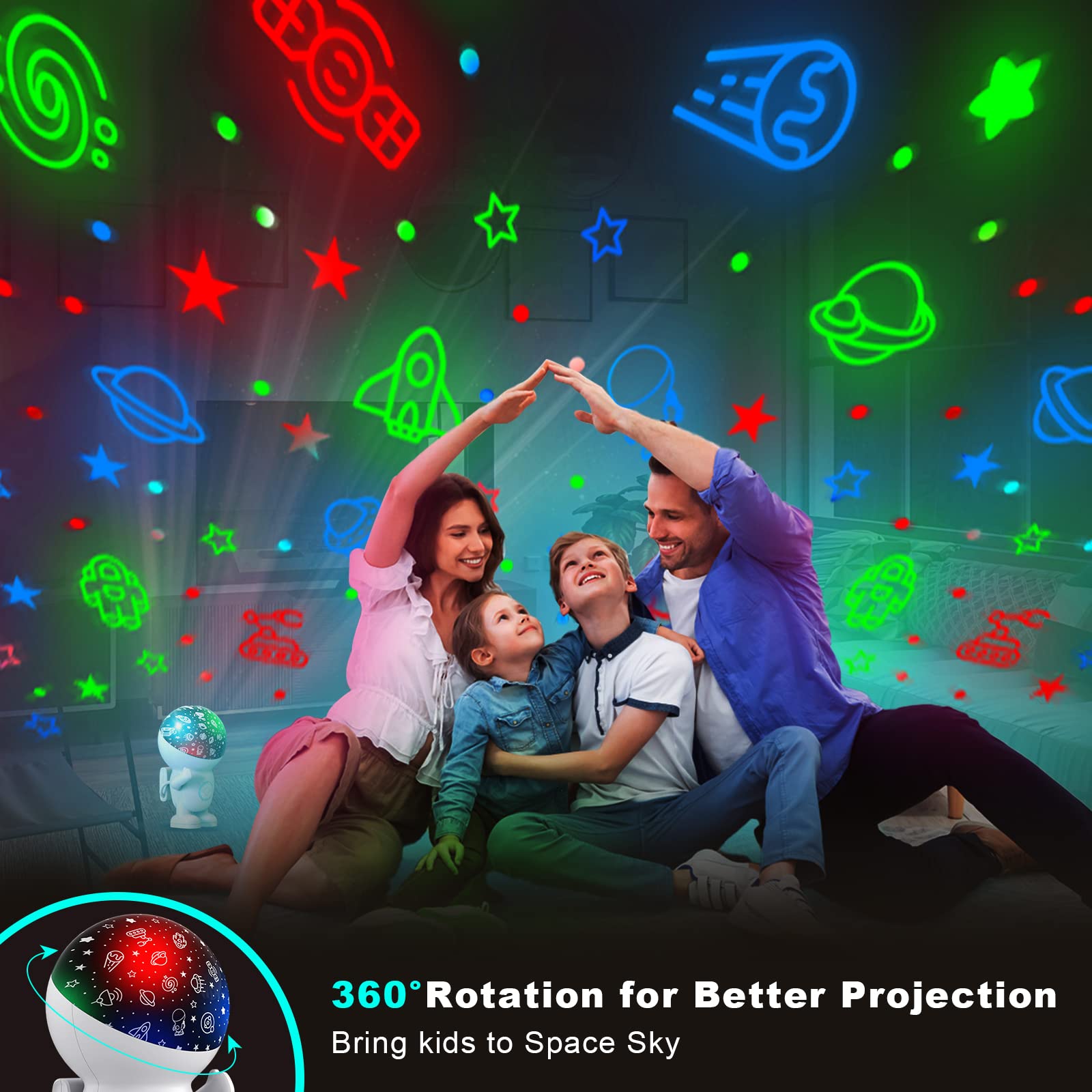 Astronaut Star Projector With Timer, 360 Degree Rotating Blue Halo Engergy Light Space Effect Kids Room Night Lights For Children Sleep Peacefully, Birthday Chritmas Gifts,Kids' Room Décor