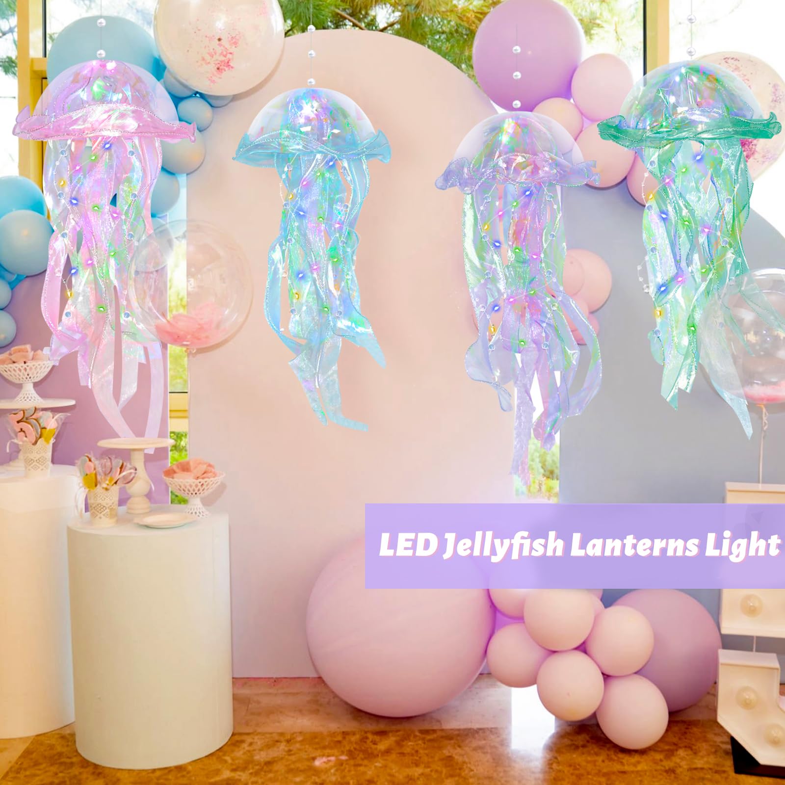 Ycitusi Jellyfish Lanterns - 8 Pcs Jellyfish Party Decorations, Hanging Jelly Fish Lanterns For Mermaid Theme Party Under The Se