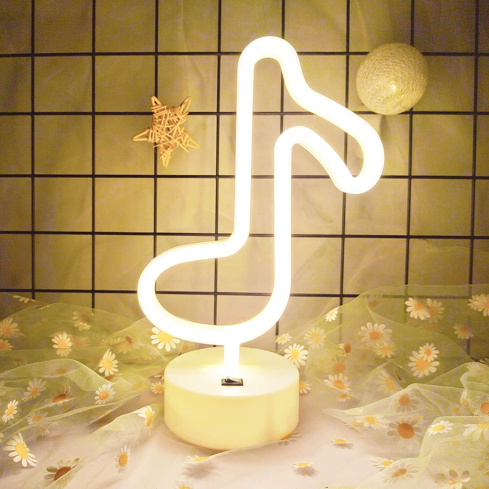 VIFULIN Musical Note Lights Music Note Neon Lamp Music Note Lights Neon Light Signs Music Note LED Light USB/Battery Operated Ne