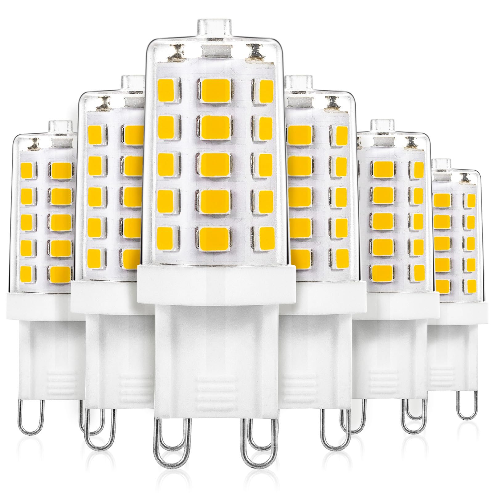 Joutameili 6 Pack G9 LED Bulb Warm White 3000K 4W Equivalent 40 Watt, No Flicker LED G9 Bulb, T4 Halogen Light Lamp Replacement,