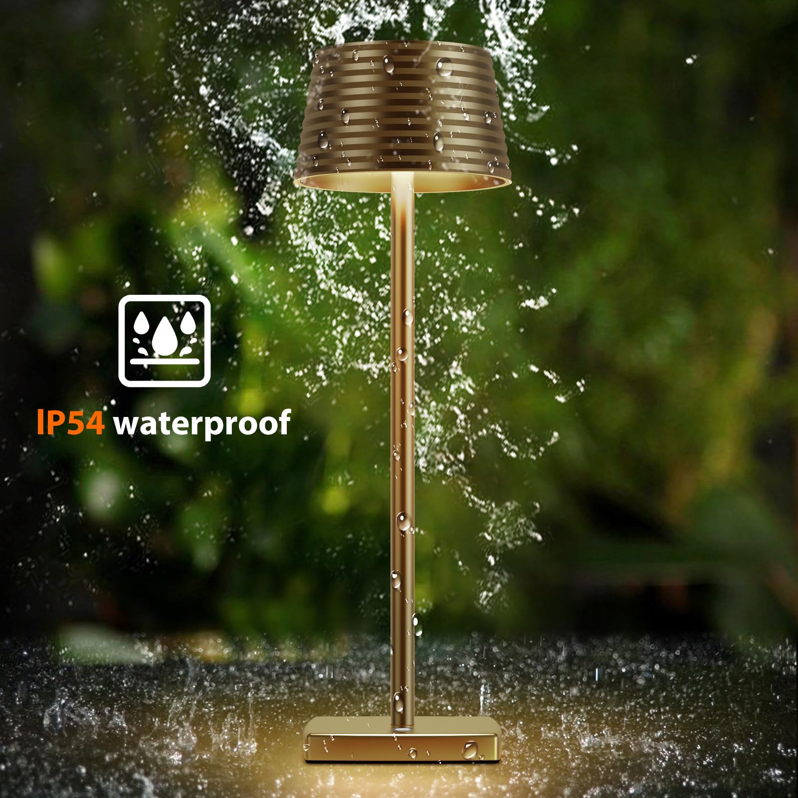 YIBEN Cordless Table Lamp, Rechargeable 6000mAh LED, IP54 Waterproof, Small Size, Titanium Color, Model S816