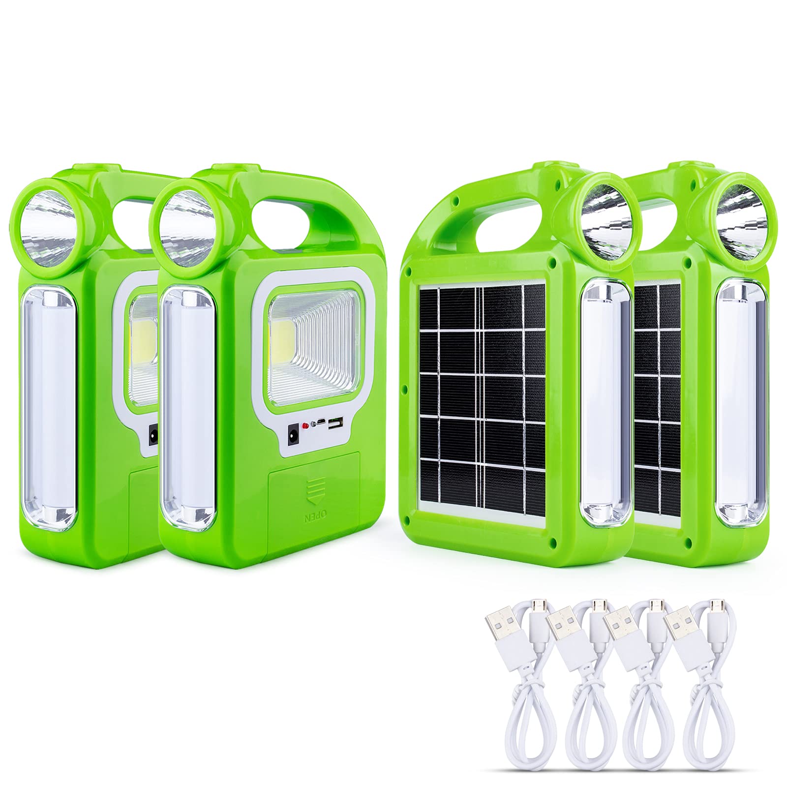 4 Pack Solar Lantern Camping Essentials Accessories Lights, Rechargeable LED Flashlight, Tent Lights for Emergency, Hurricane, S