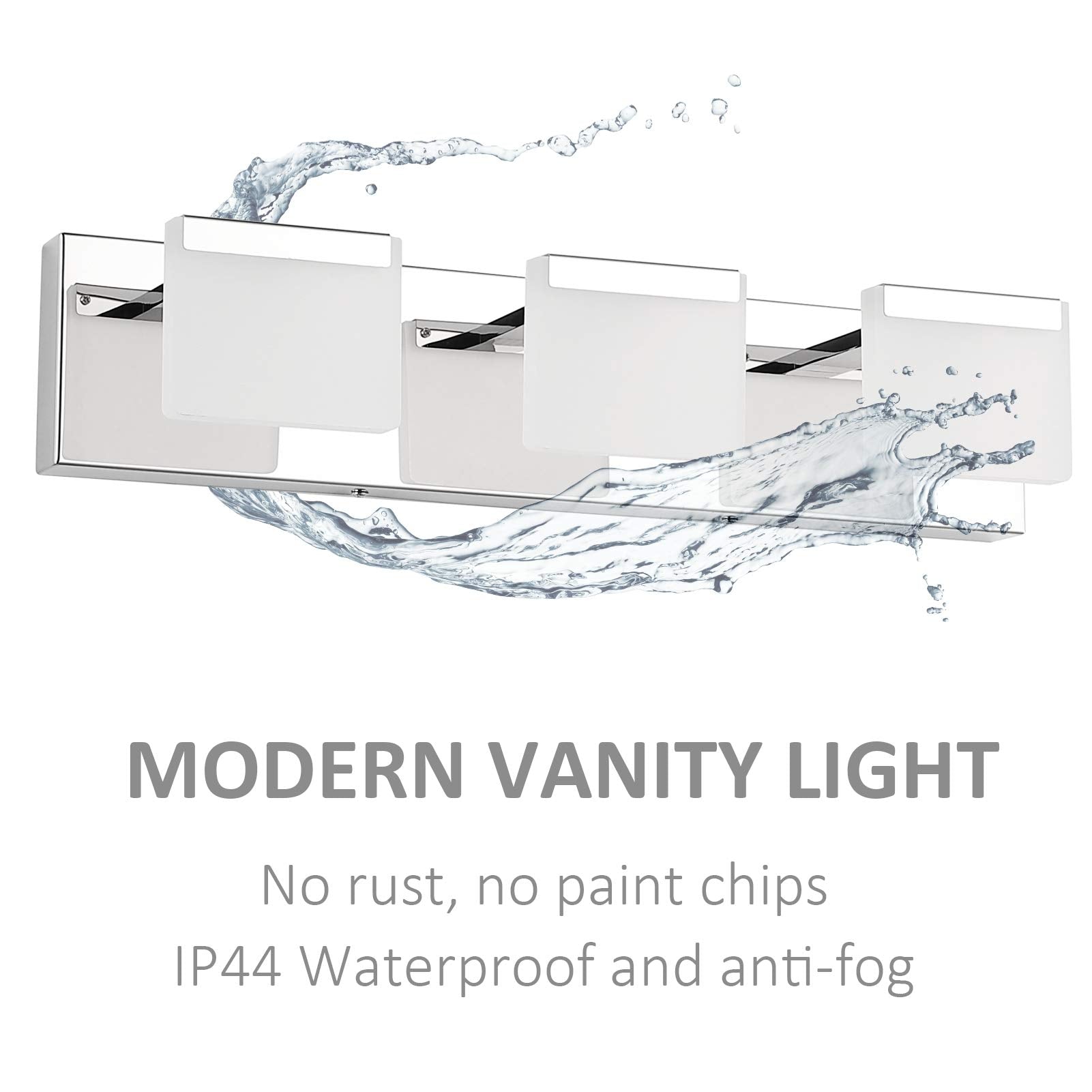 Ralbay Led Vanity Light - 3-Light Bathroom Wall Light, Acrylic & Stainless Steel, Chrome Finish, Model 8281-3T