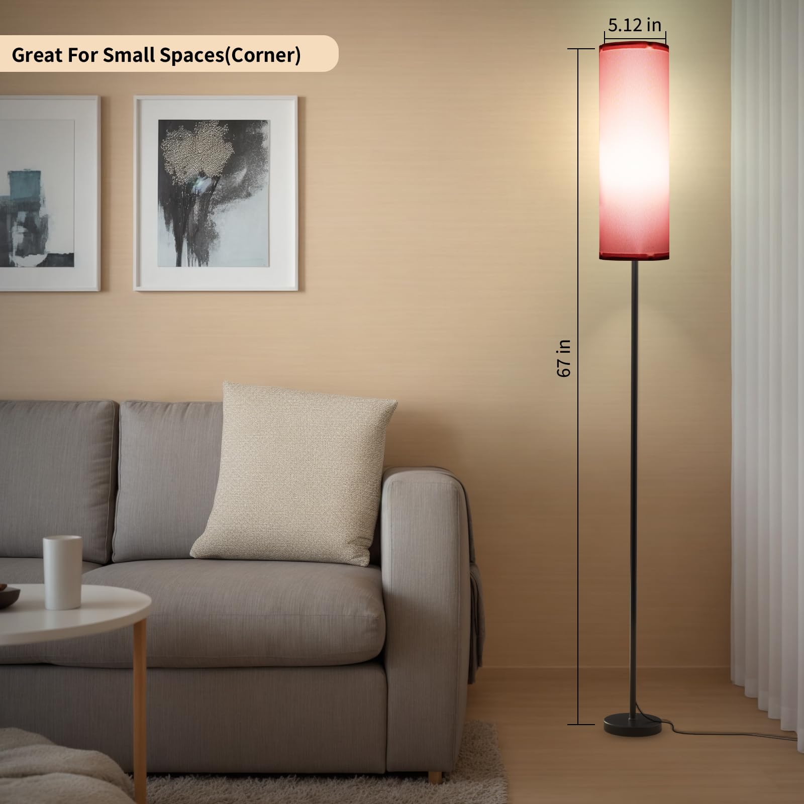 Frideko Pink Shade Floor Lamp With Rgb Music Sync, 16 Million Colors & Stepless Dimming 2700K-6500K, 3Cct, 800Lm Led Bulb With A